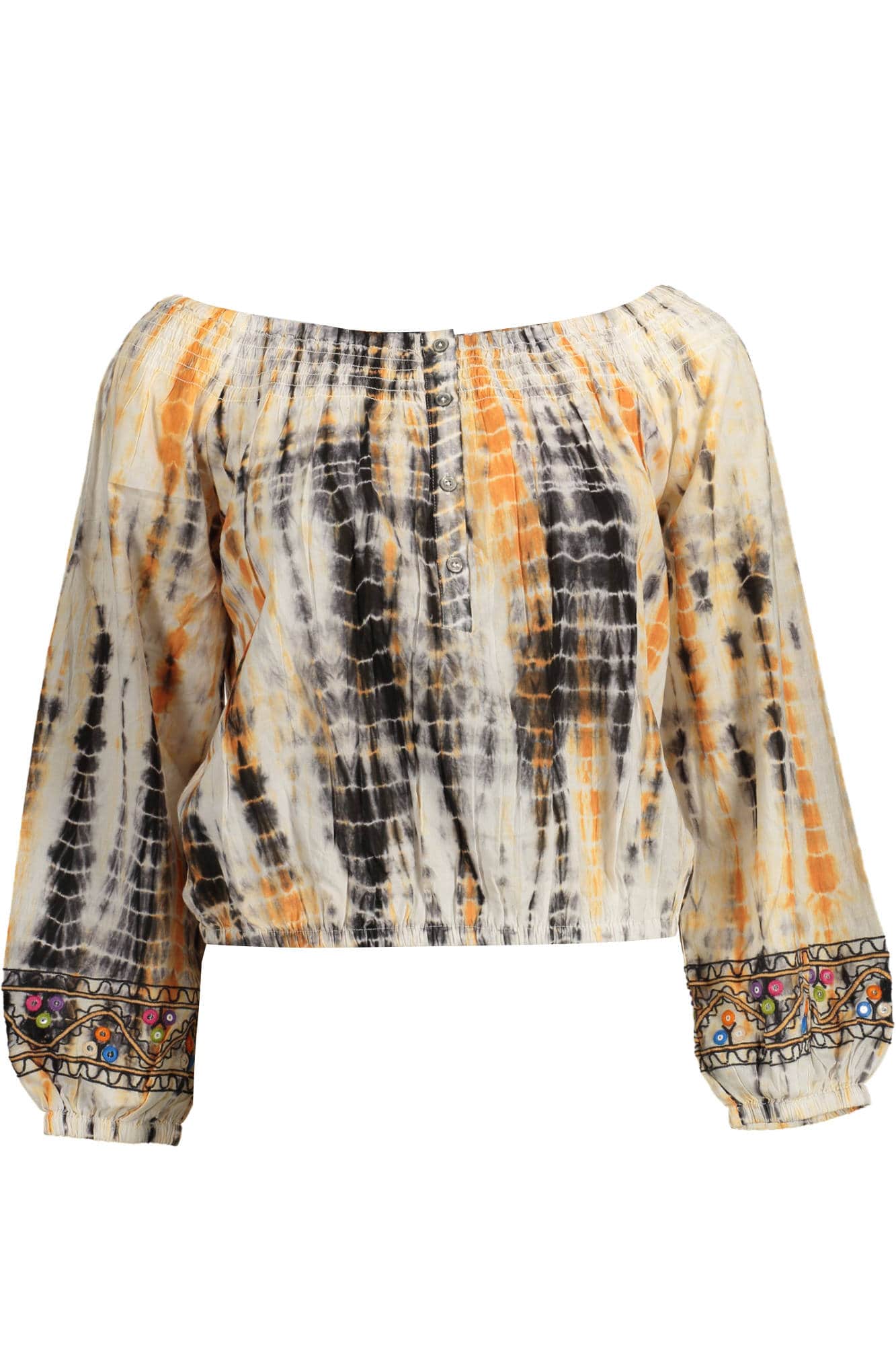 Desigual mujer manga larga t-camisa beige