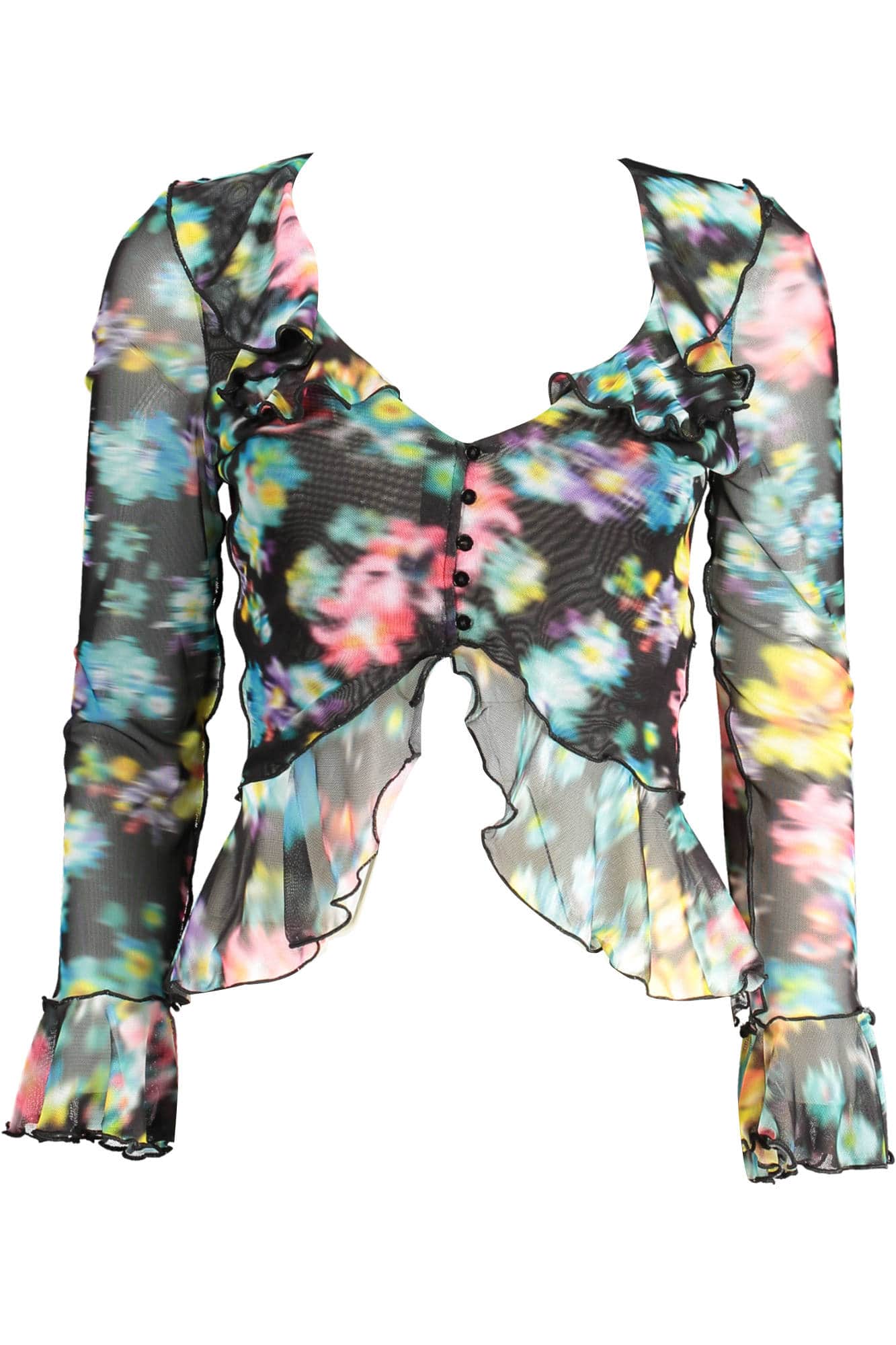 Desigual negro mujer manga larga t-camisa