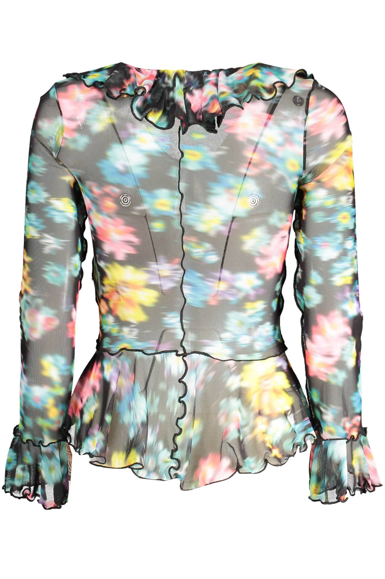 Desigual negro mujer manga larga t-camisa