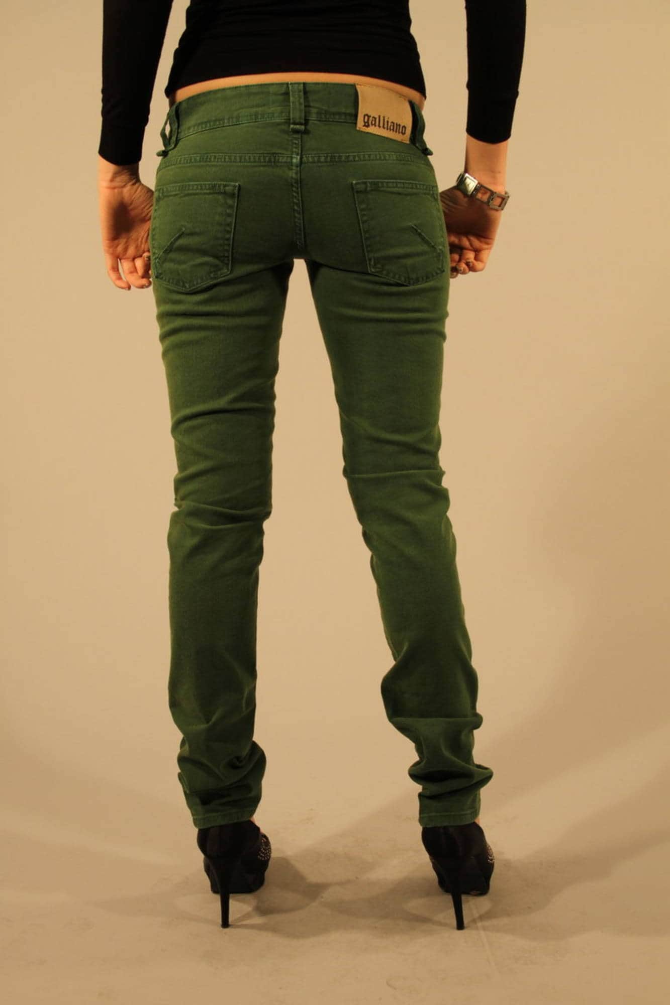 John Galliano vaqueros denim mujer verde