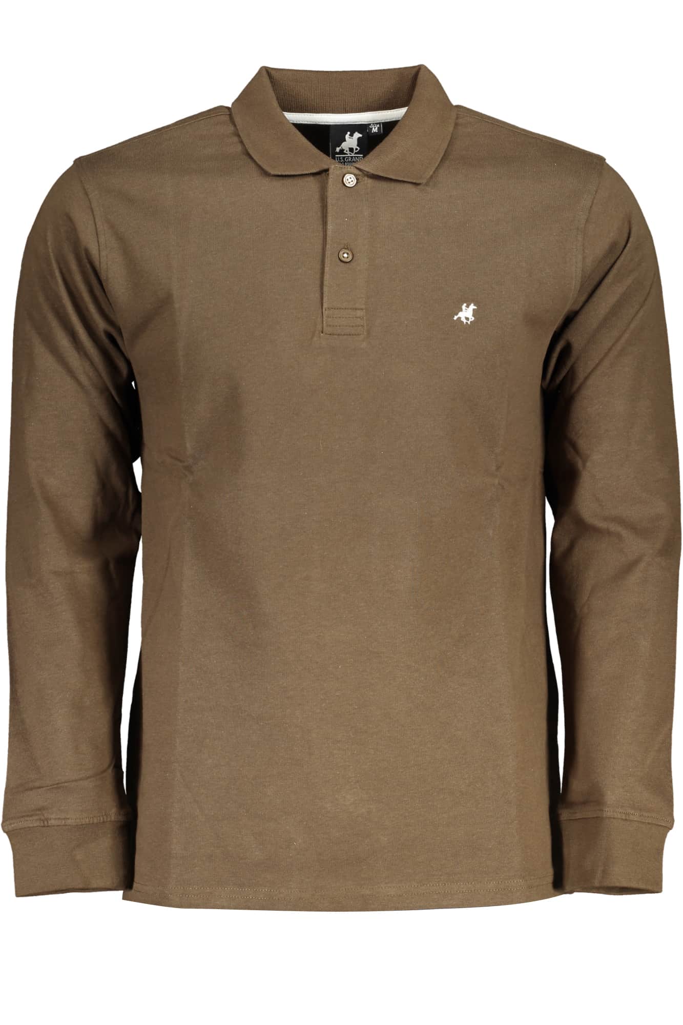 US Grand hombre manga larga polo marrón