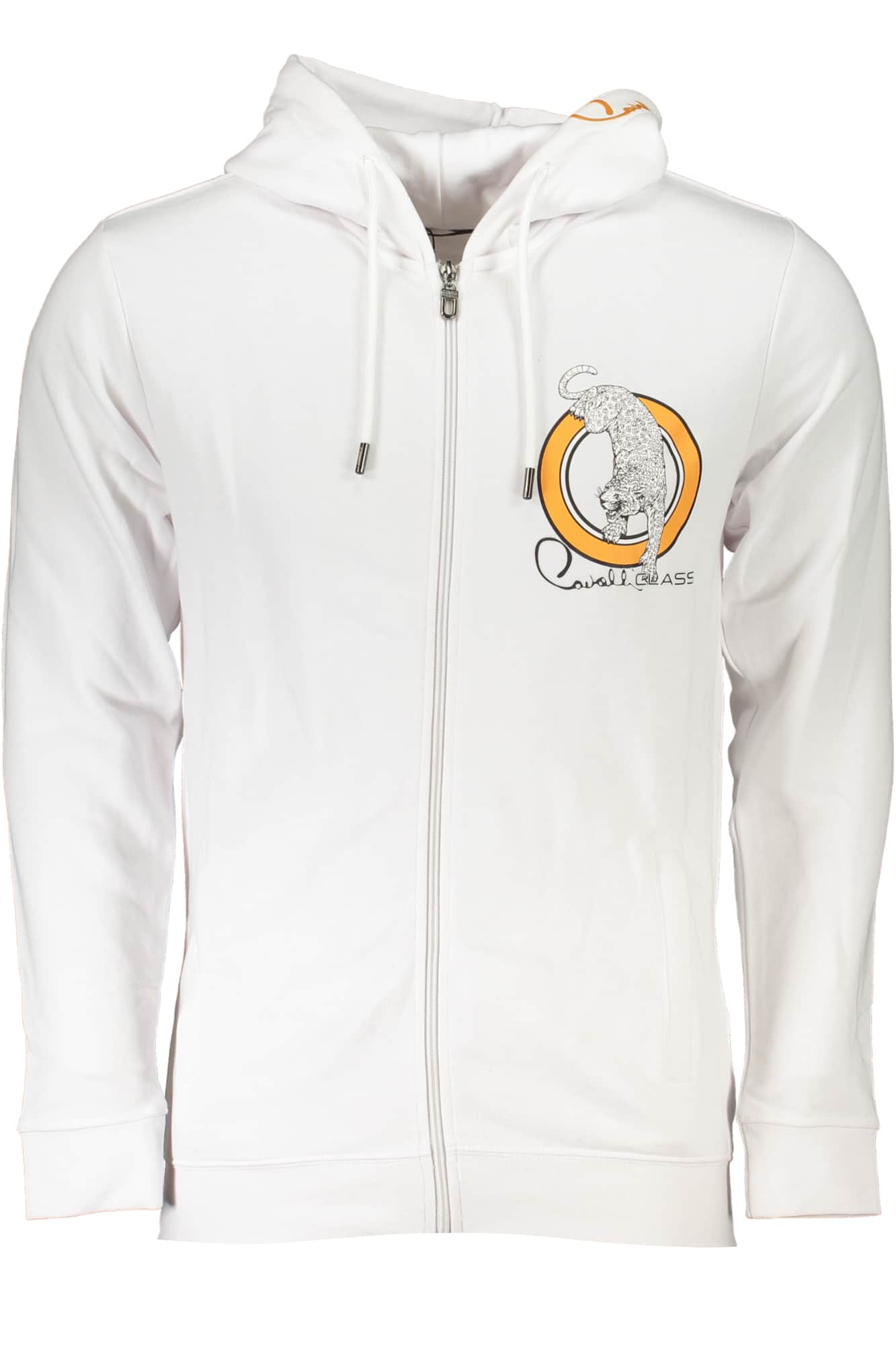 Cavalli Class hombre blanco sudadera con cremallera