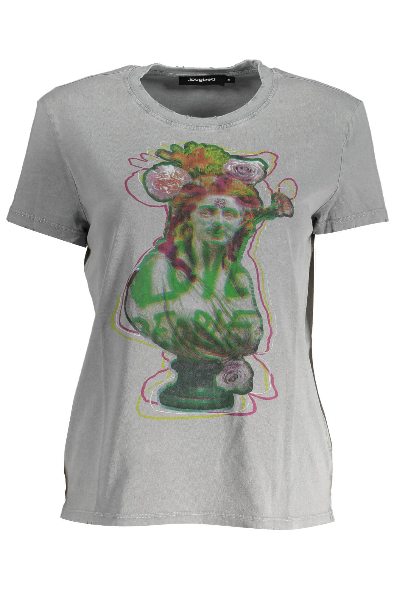 Desigual manga corta t-camisa mujer gris