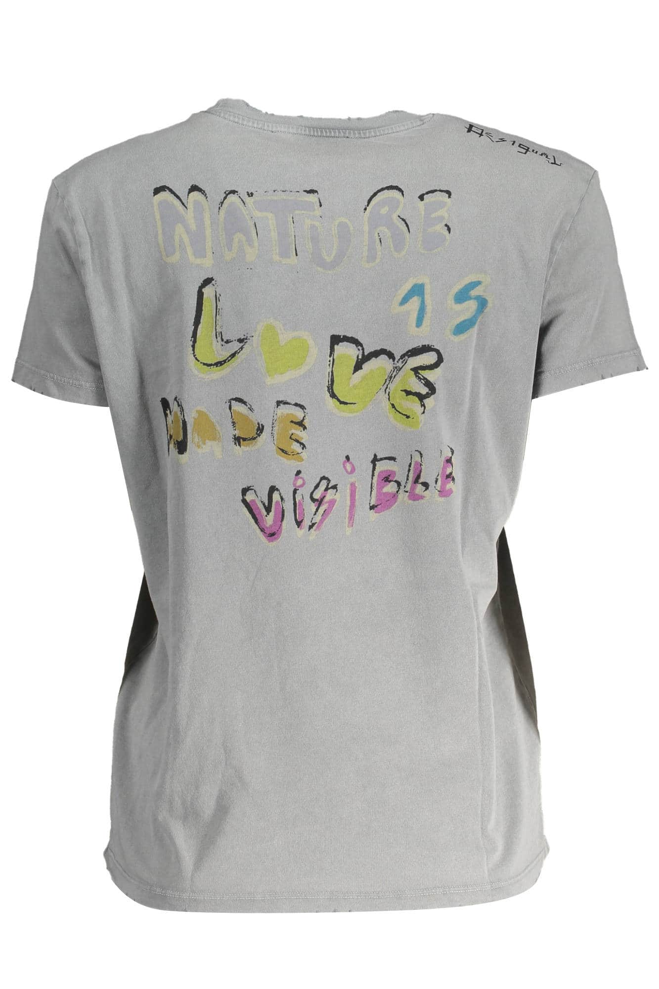 Desigual manga corta t-camisa mujer gris