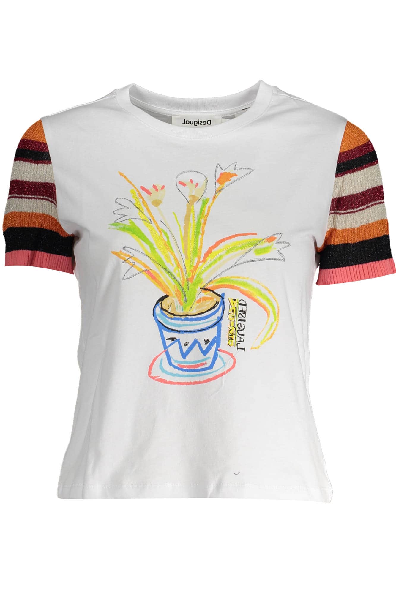 Desigual manga corta t-camisa mujer blanco
