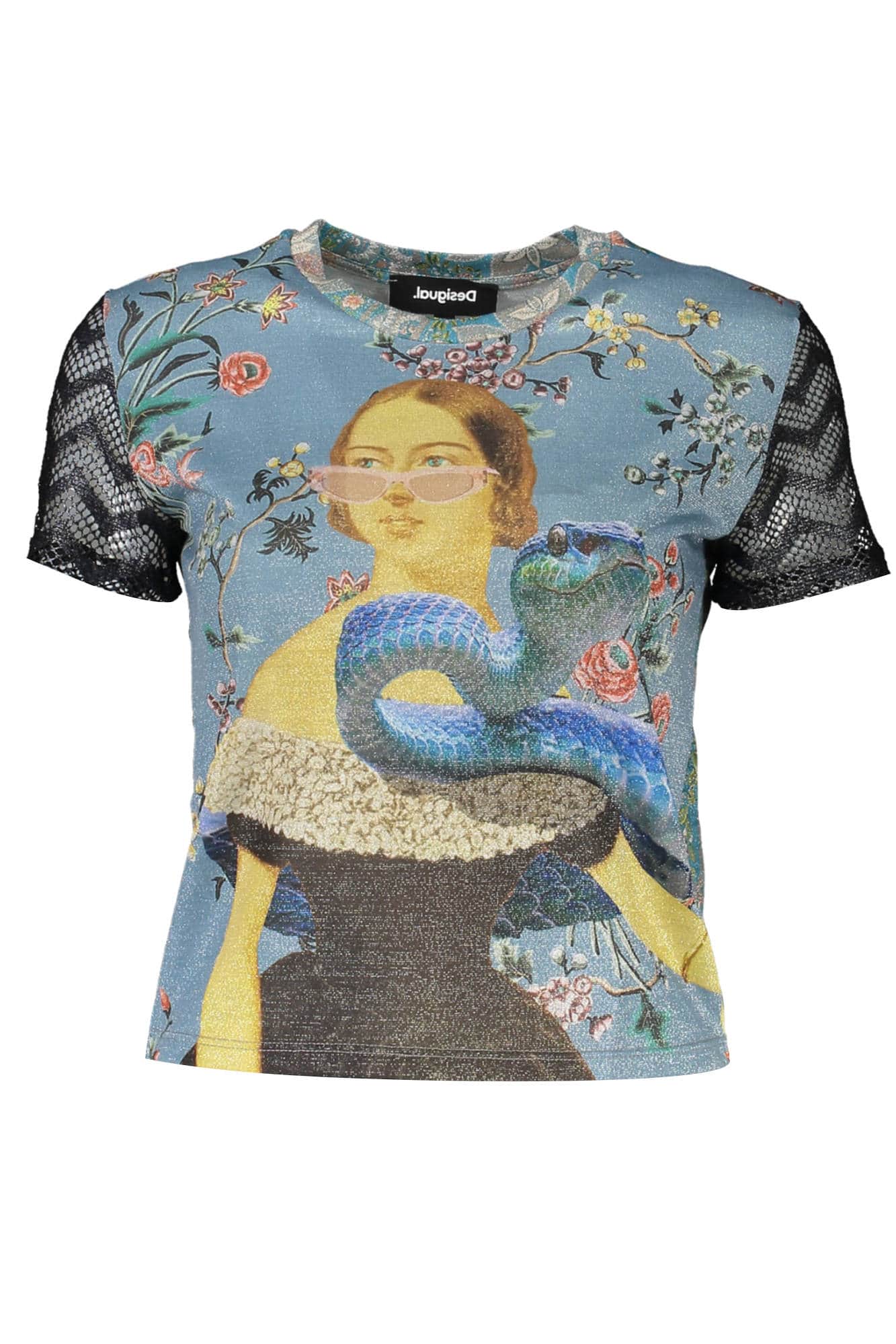 Desigual manga corta t-camisa mujer azul