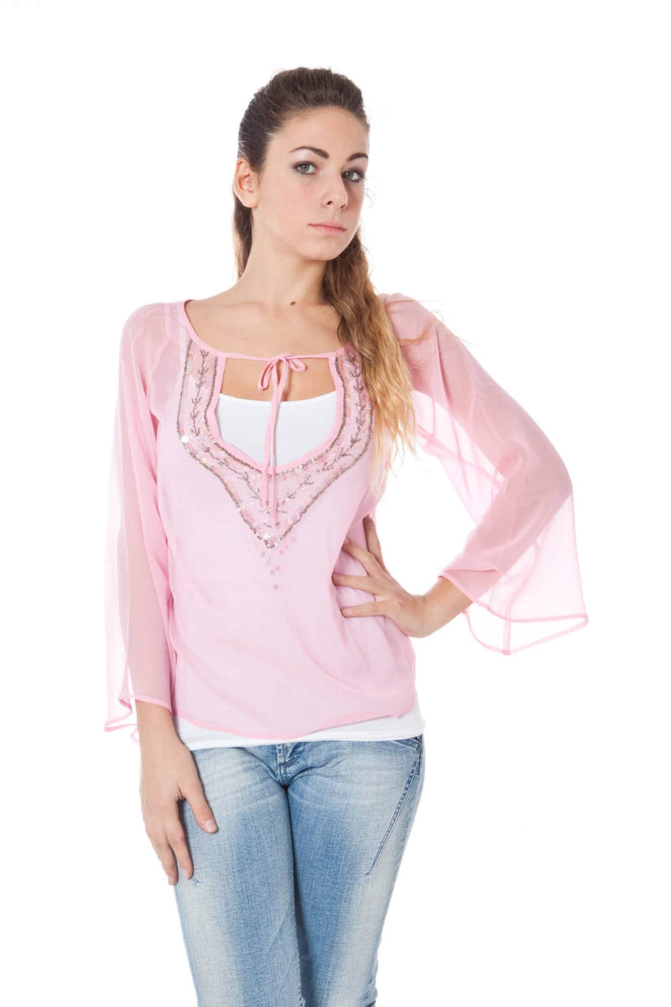 Phard manga larga t-camisa mujer rosa
