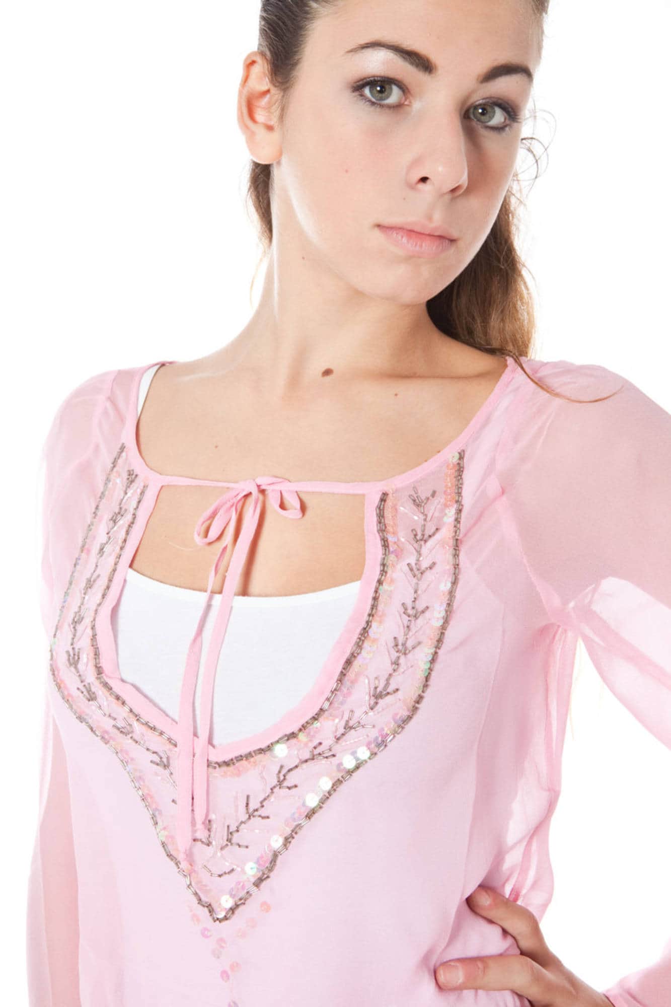 Phard manga larga t-camisa mujer rosa