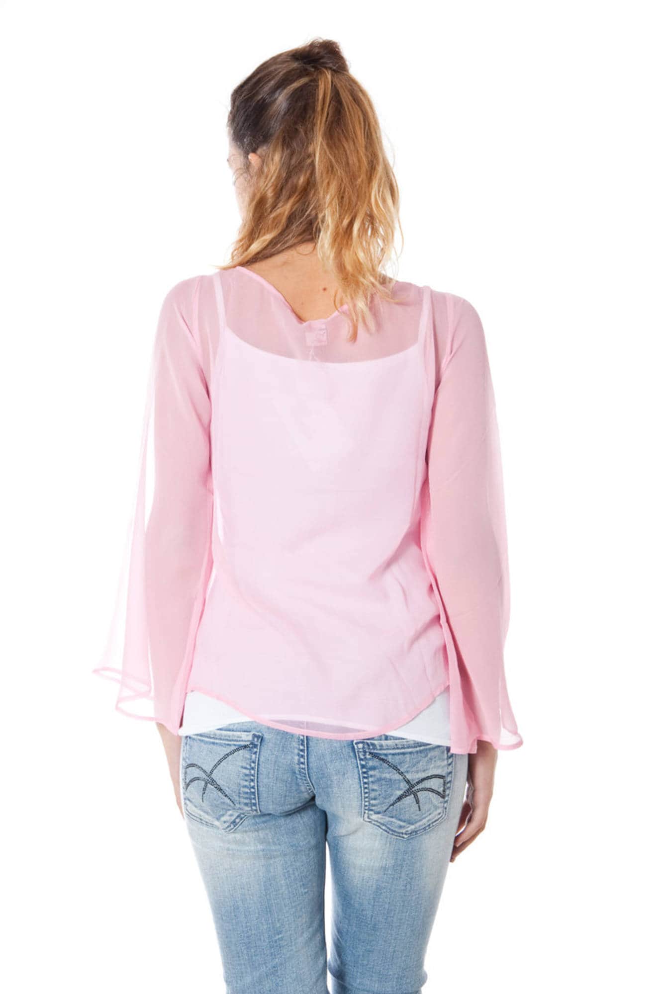 Phard manga larga t-camisa mujer rosa
