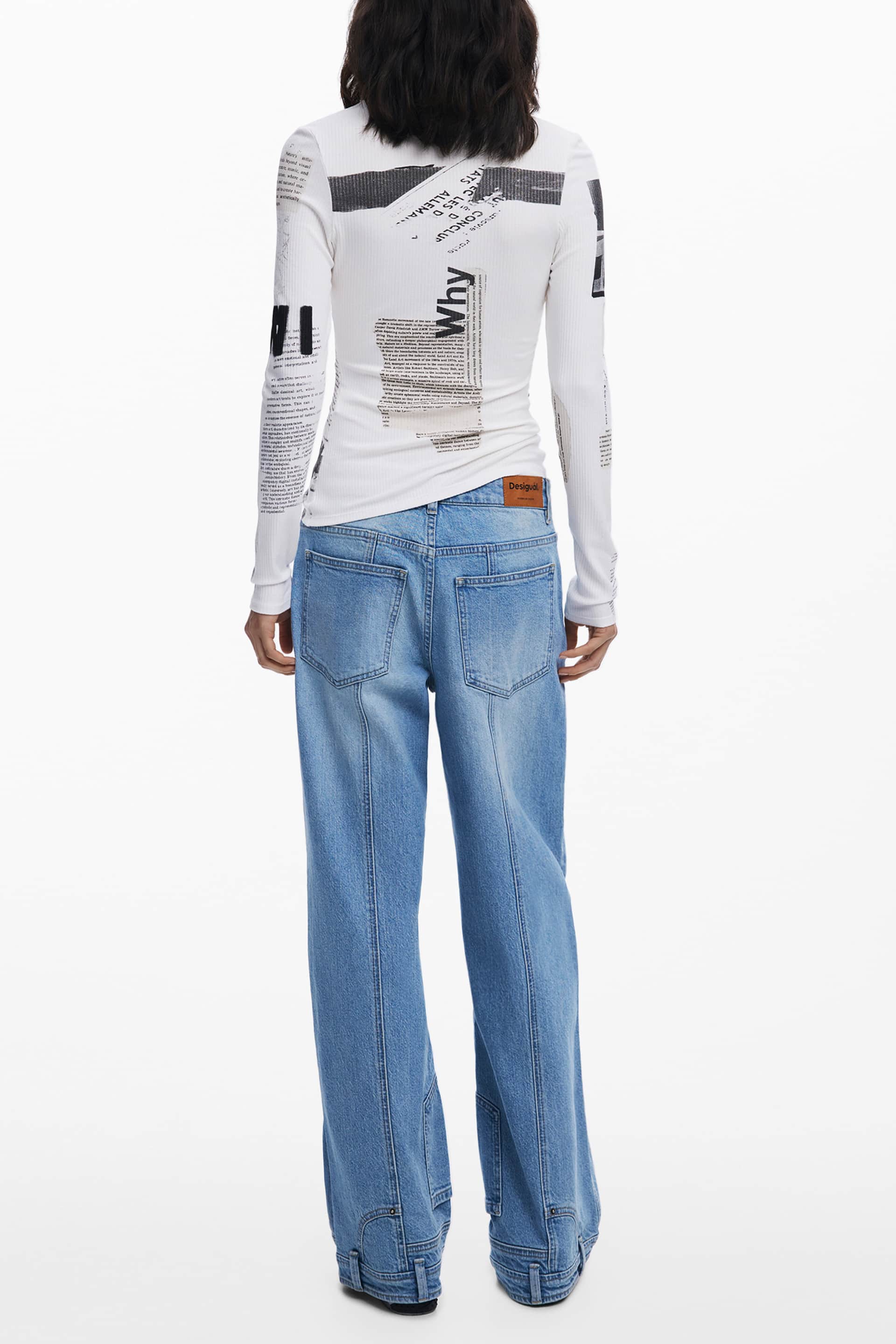 Desigual mujer manga larga t-camisa blanco