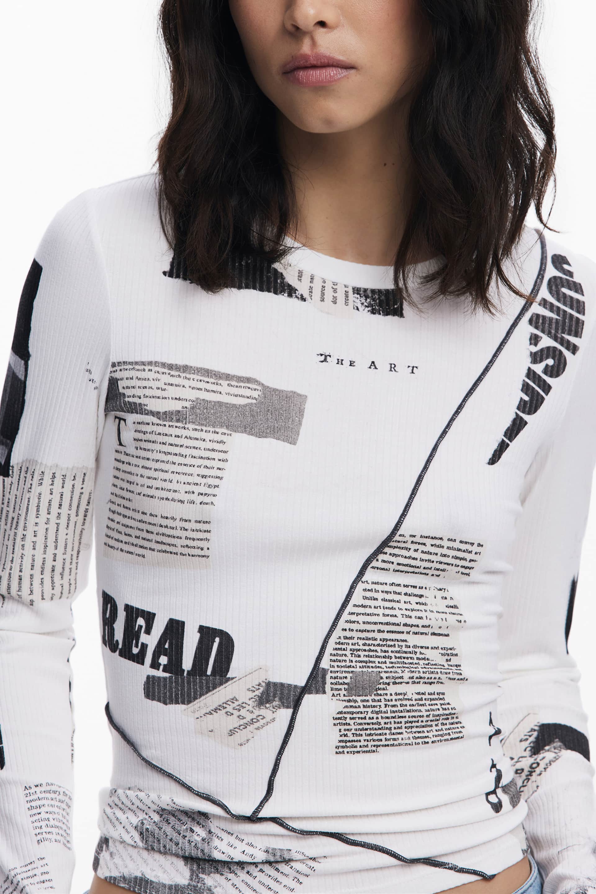 Desigual mujer manga larga t-camisa blanco
