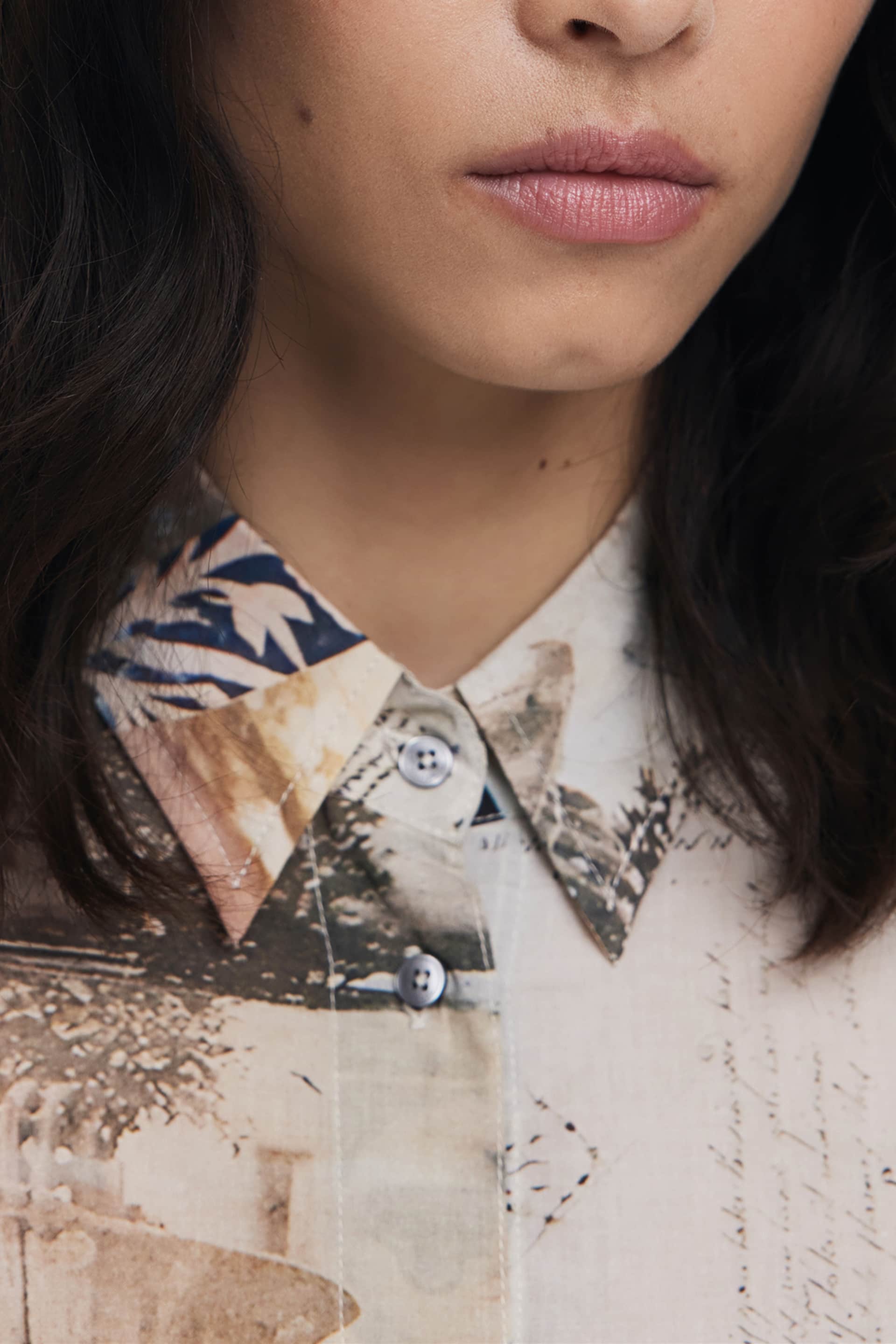 Desigual mujer manga larga camisa, beige