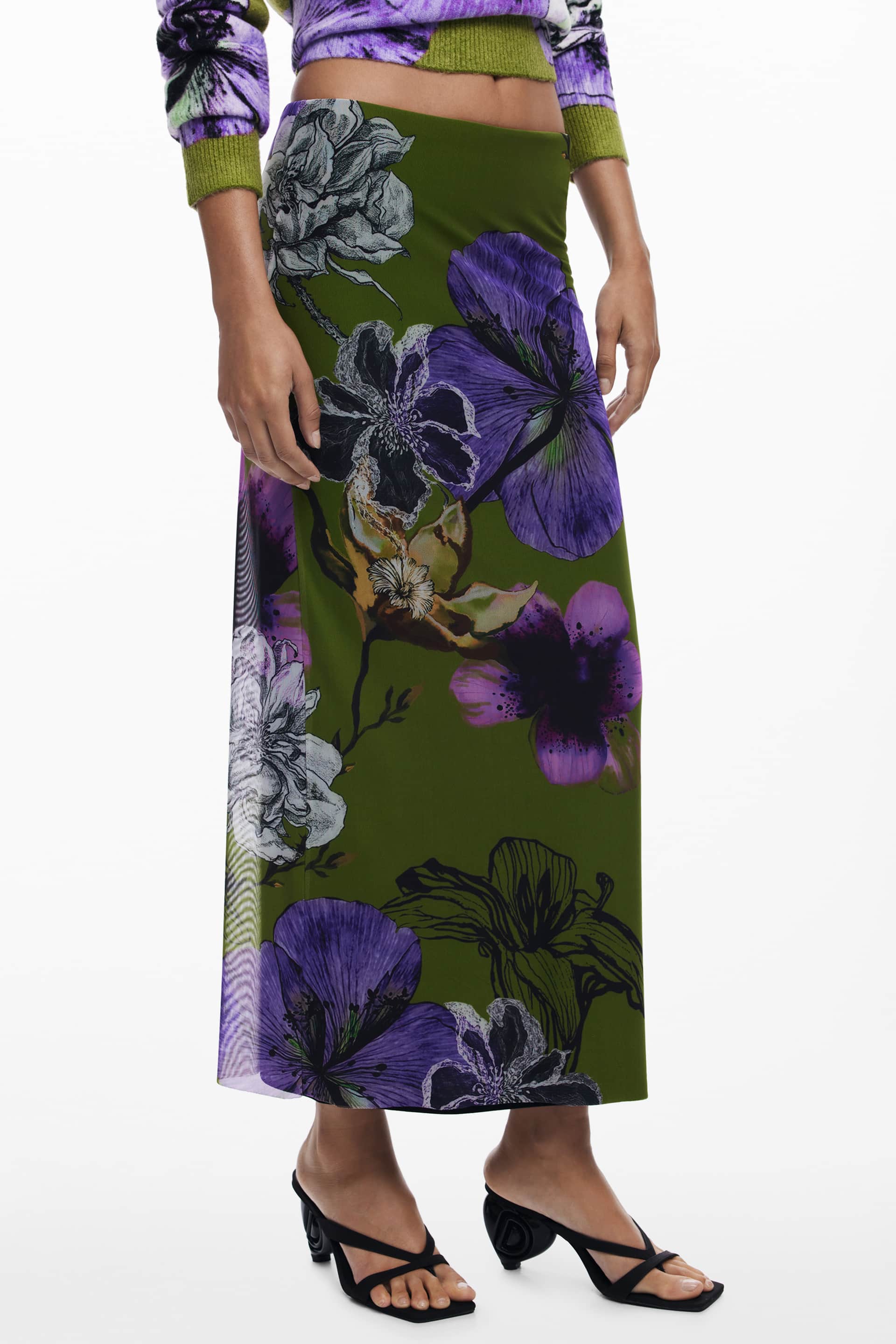 Desigual mujer largo verde falda