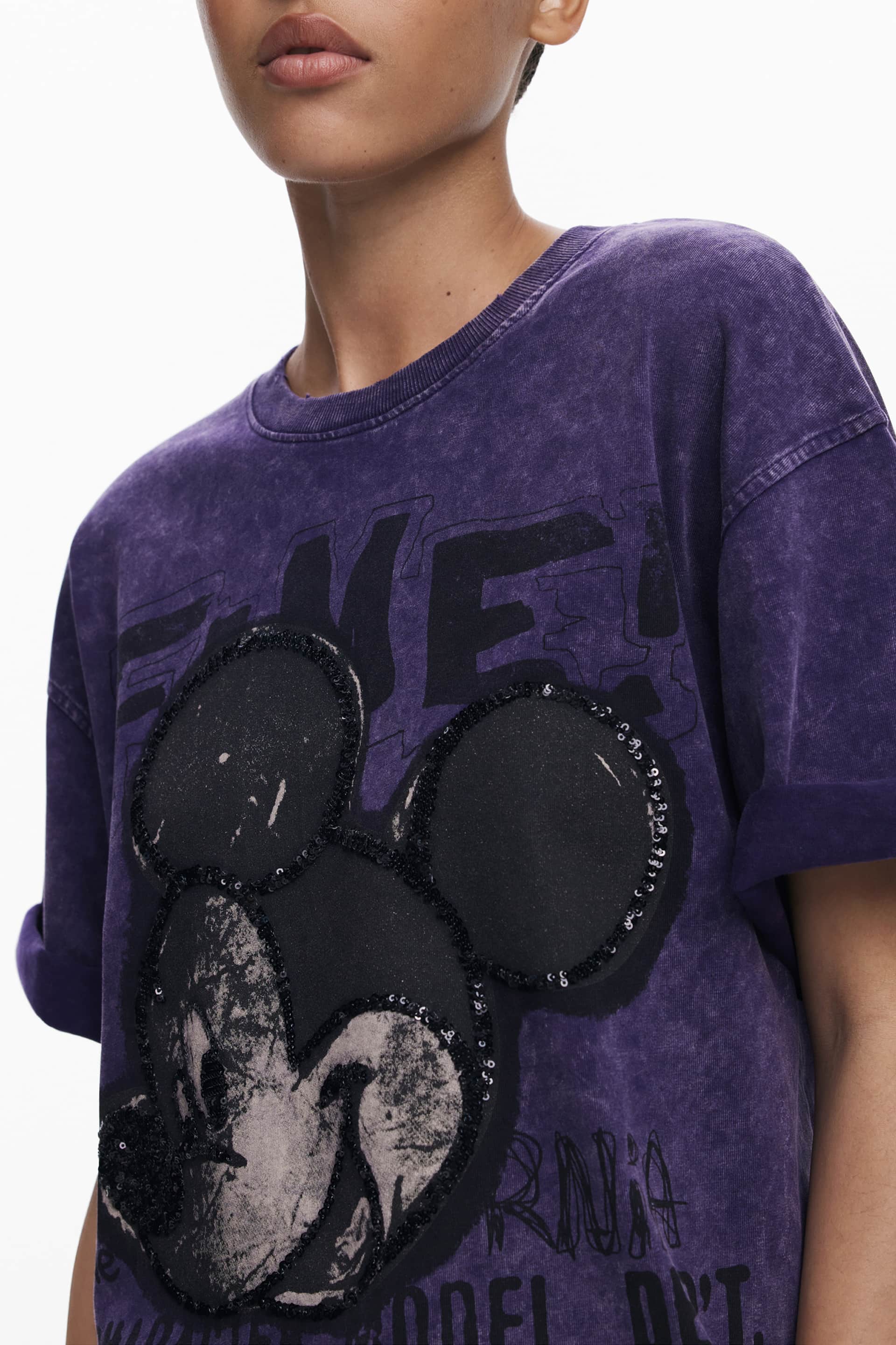 Desigual mujer manga corta t-camisa morado