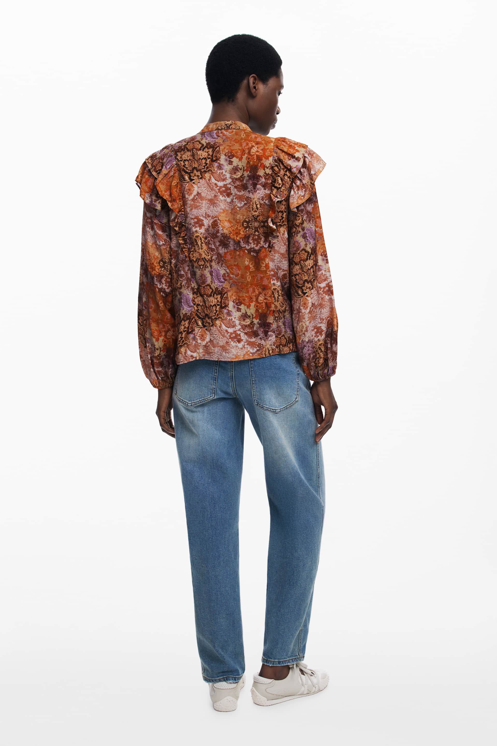 Desigual mujer manga larga camisa, naranja