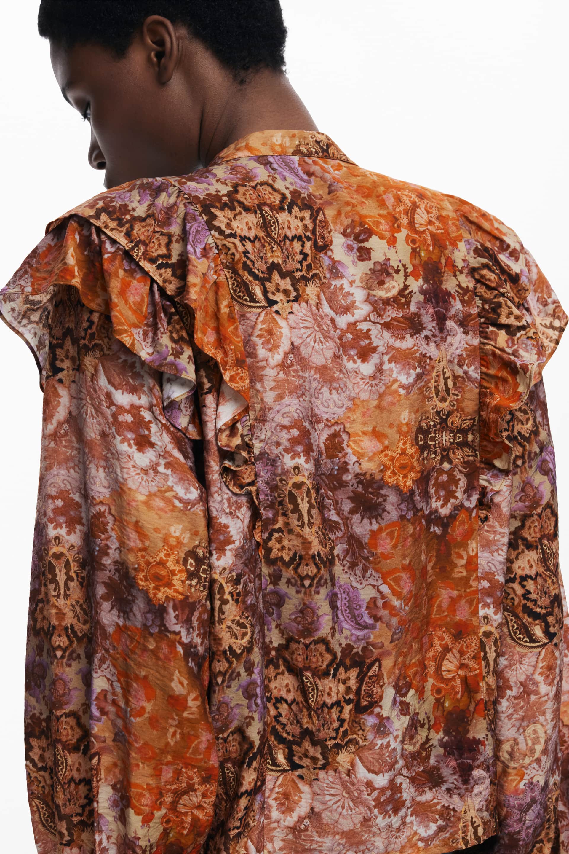 Desigual mujer manga larga camisa, naranja