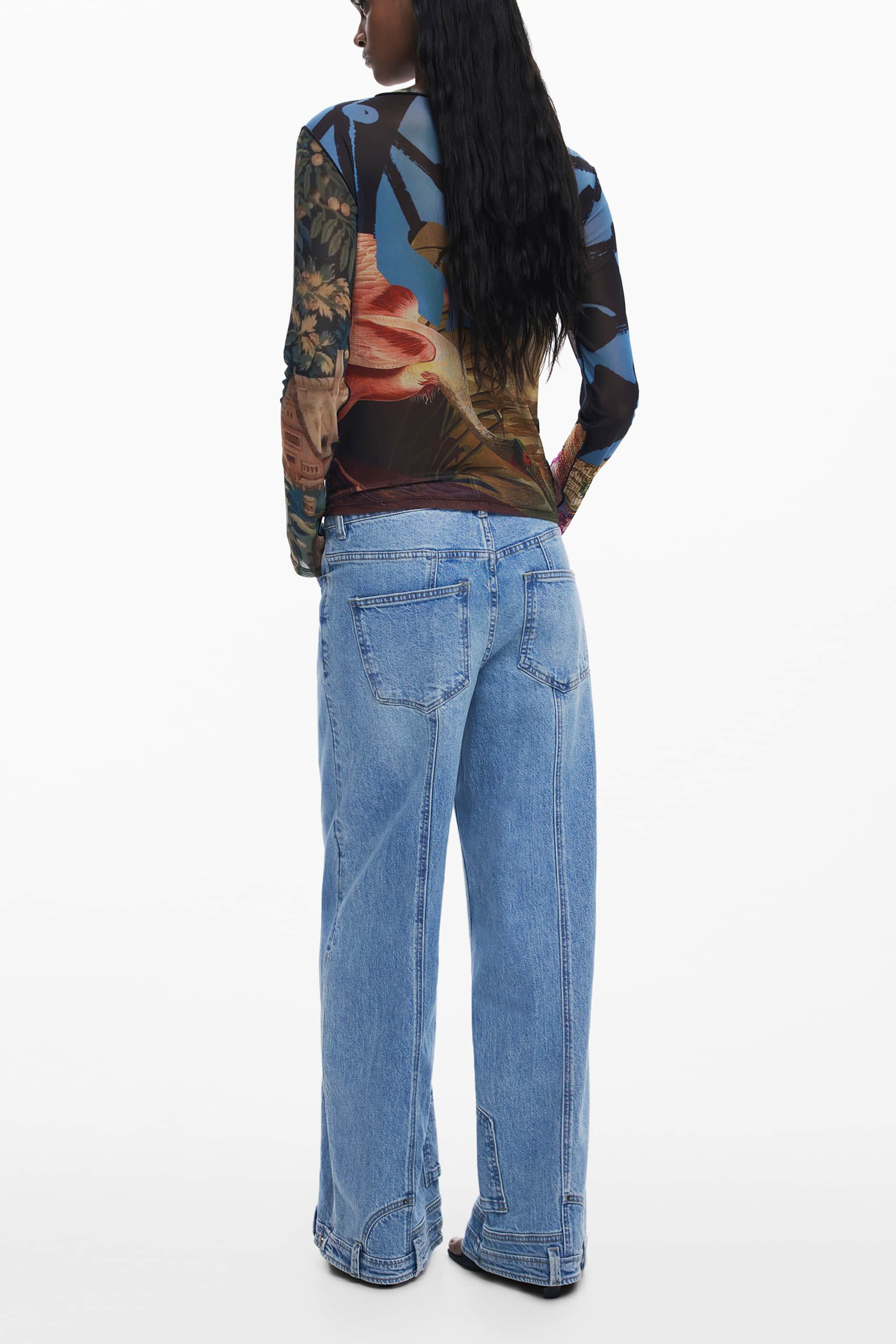 Desigual mujer manga larga t-camisa negro