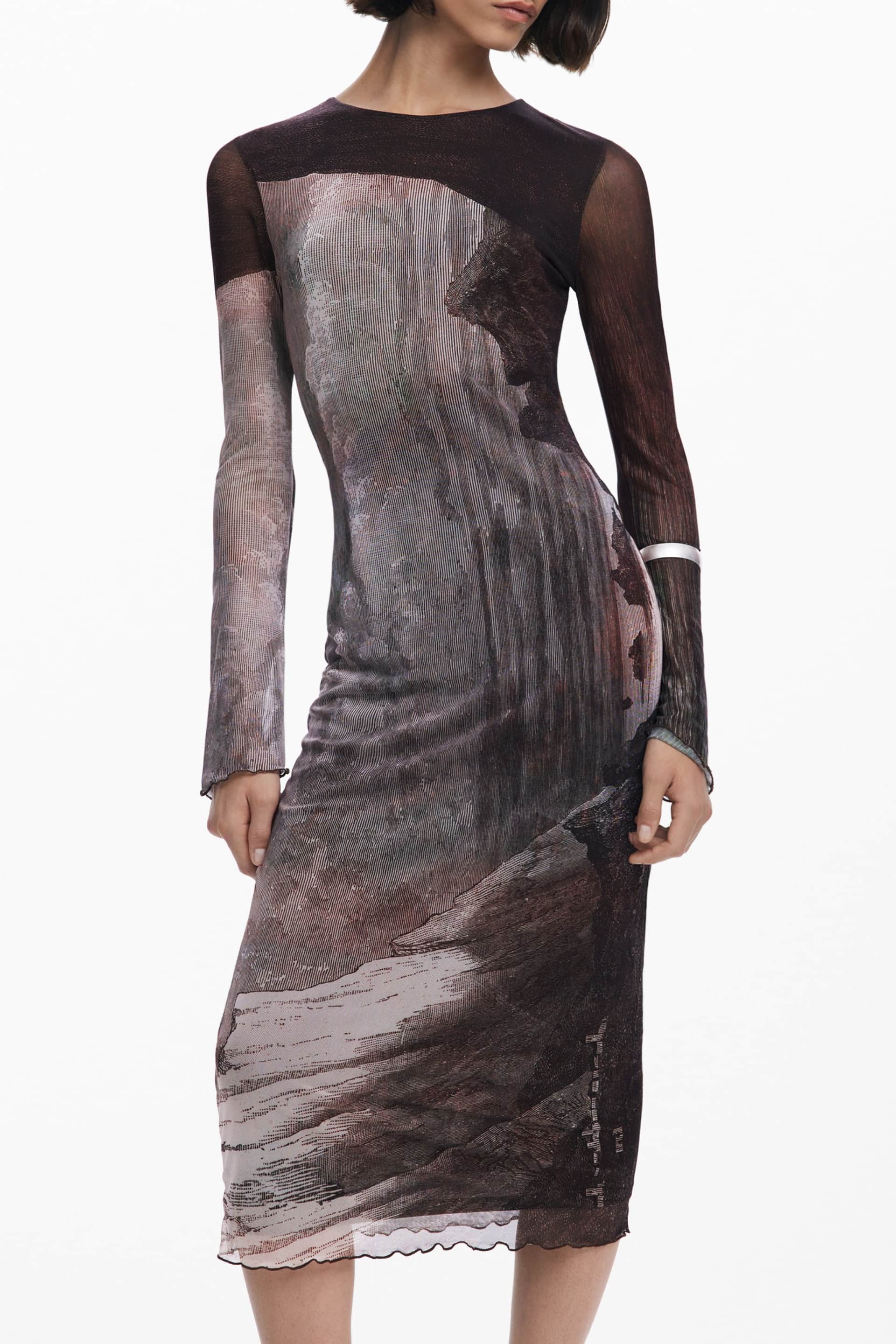 Desigual mujer largo vestido in marrón