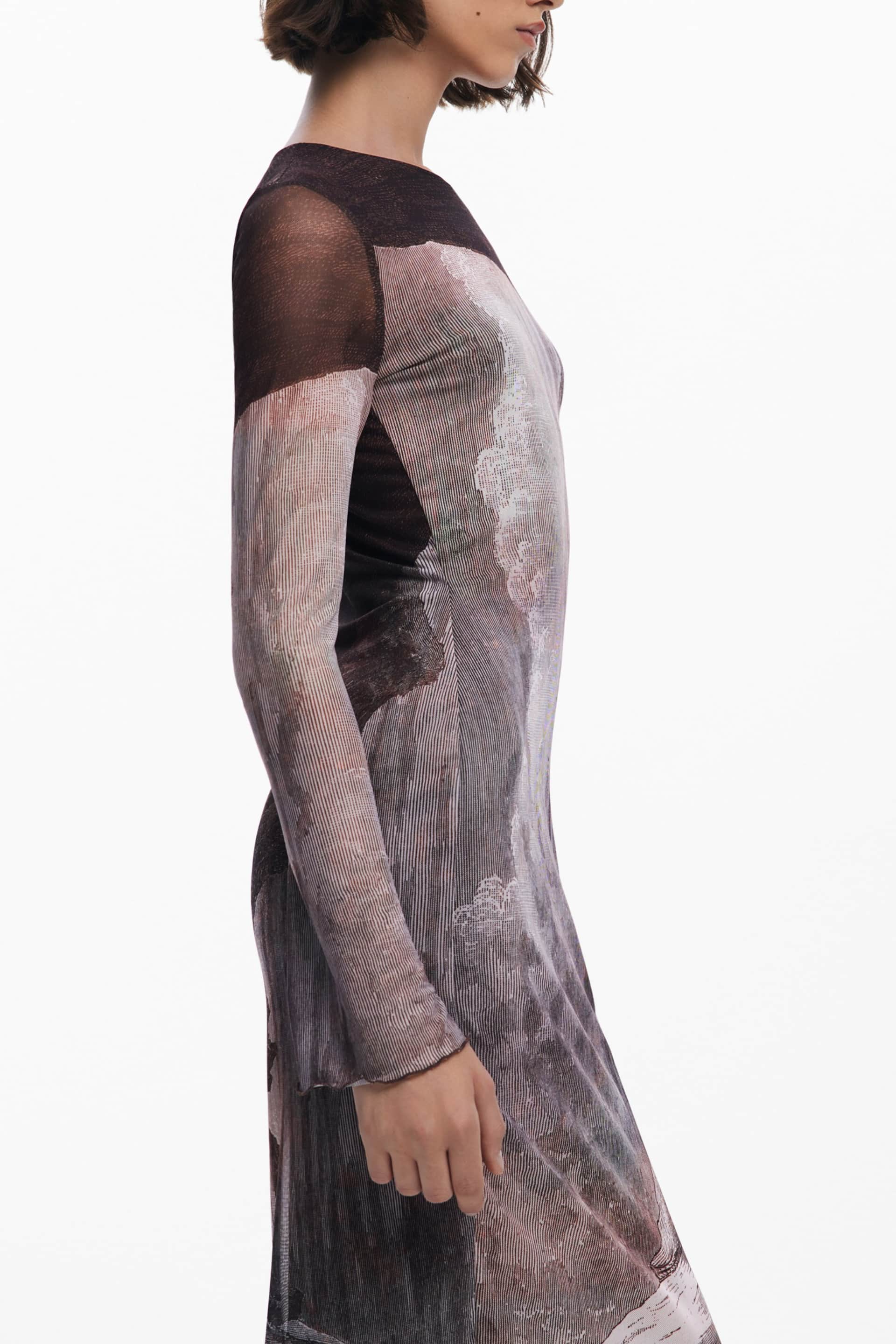 Desigual mujer largo vestido in marrón