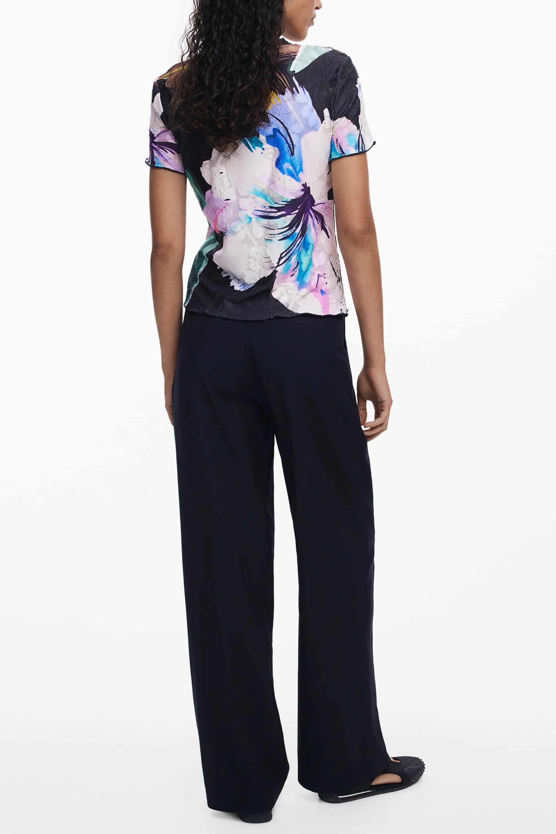 Desigual mujer manga corta t-camisa negro