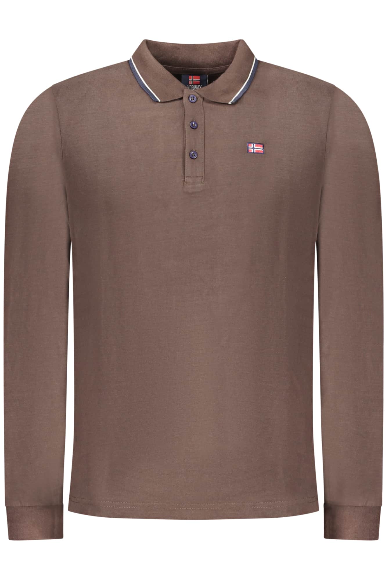Norway 1963 hombre manga larga polo, marrón