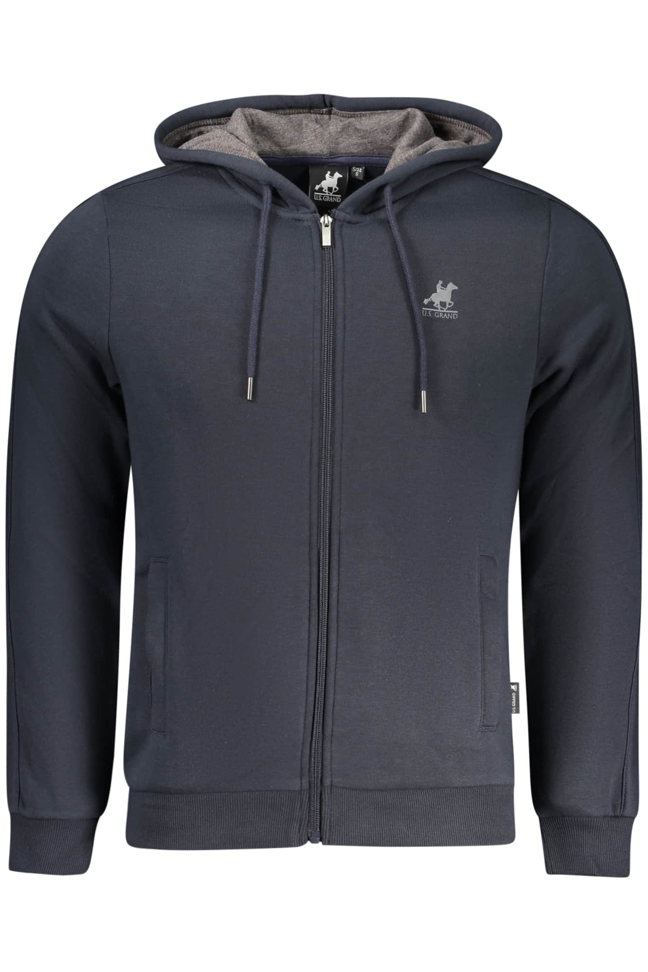 US Grand hombre azul con cremallera sudadera