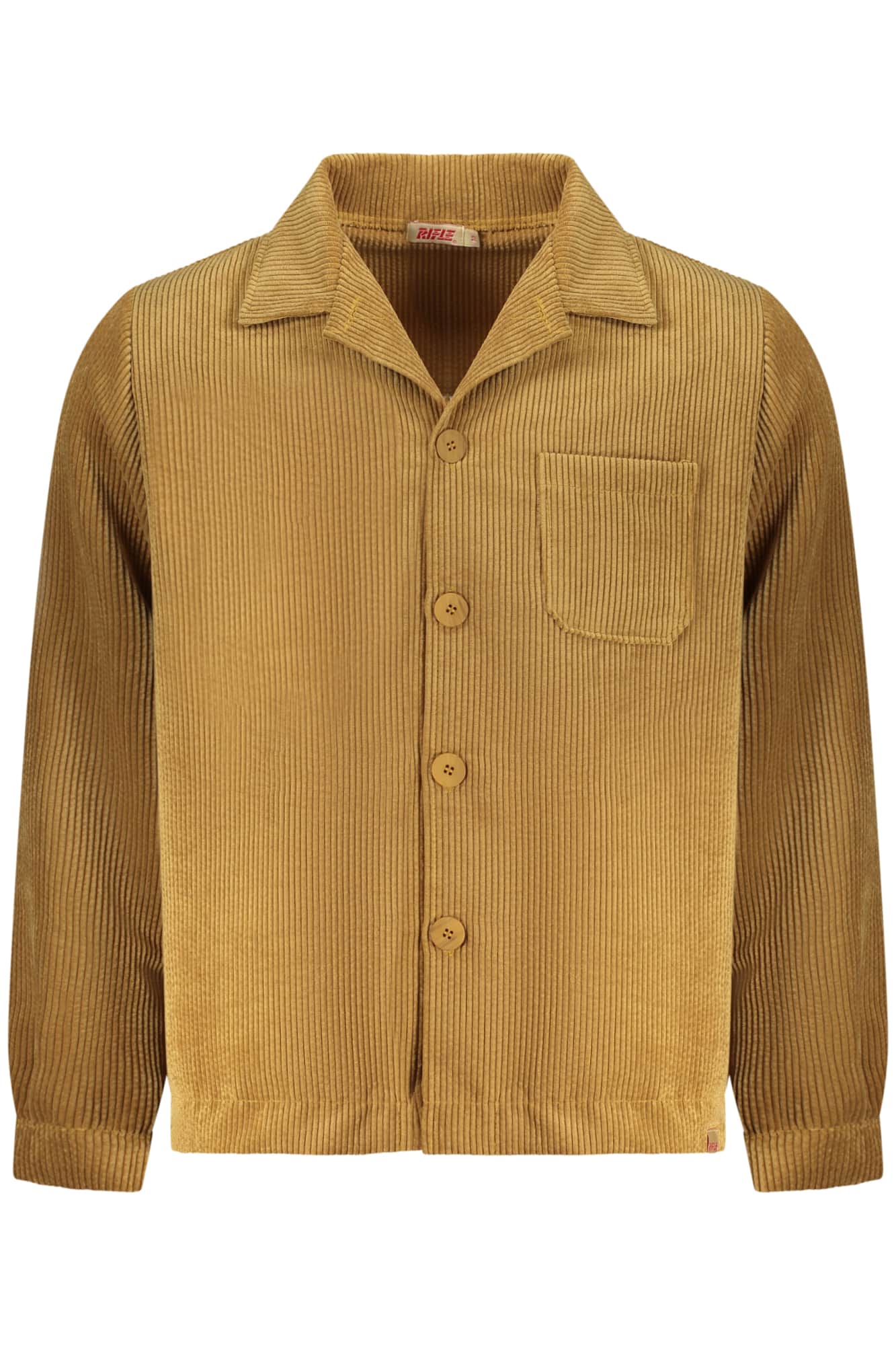 Hombre marrón manga larga Rifle camisa