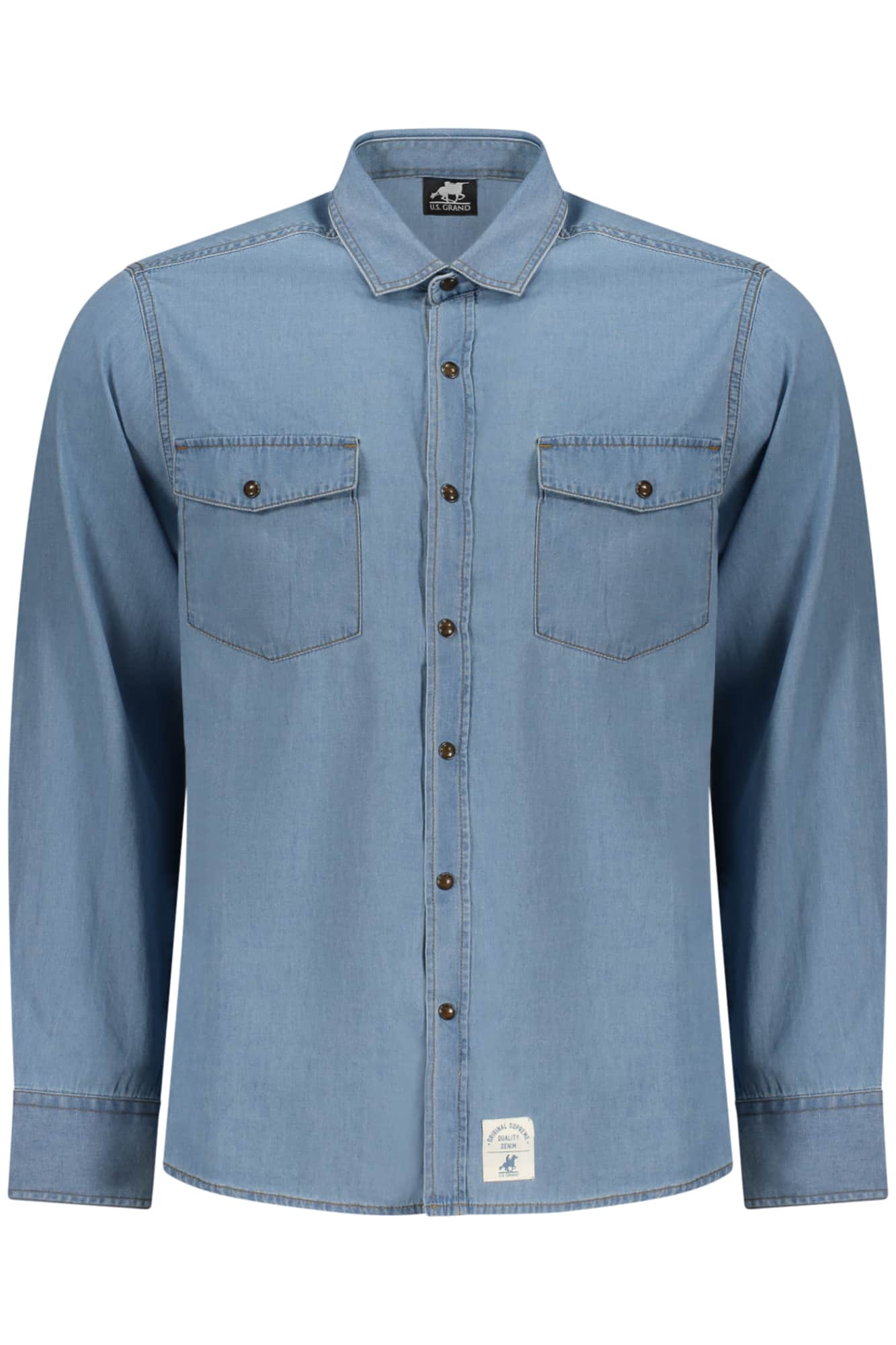 US Grand hombre azul manga larga camisa