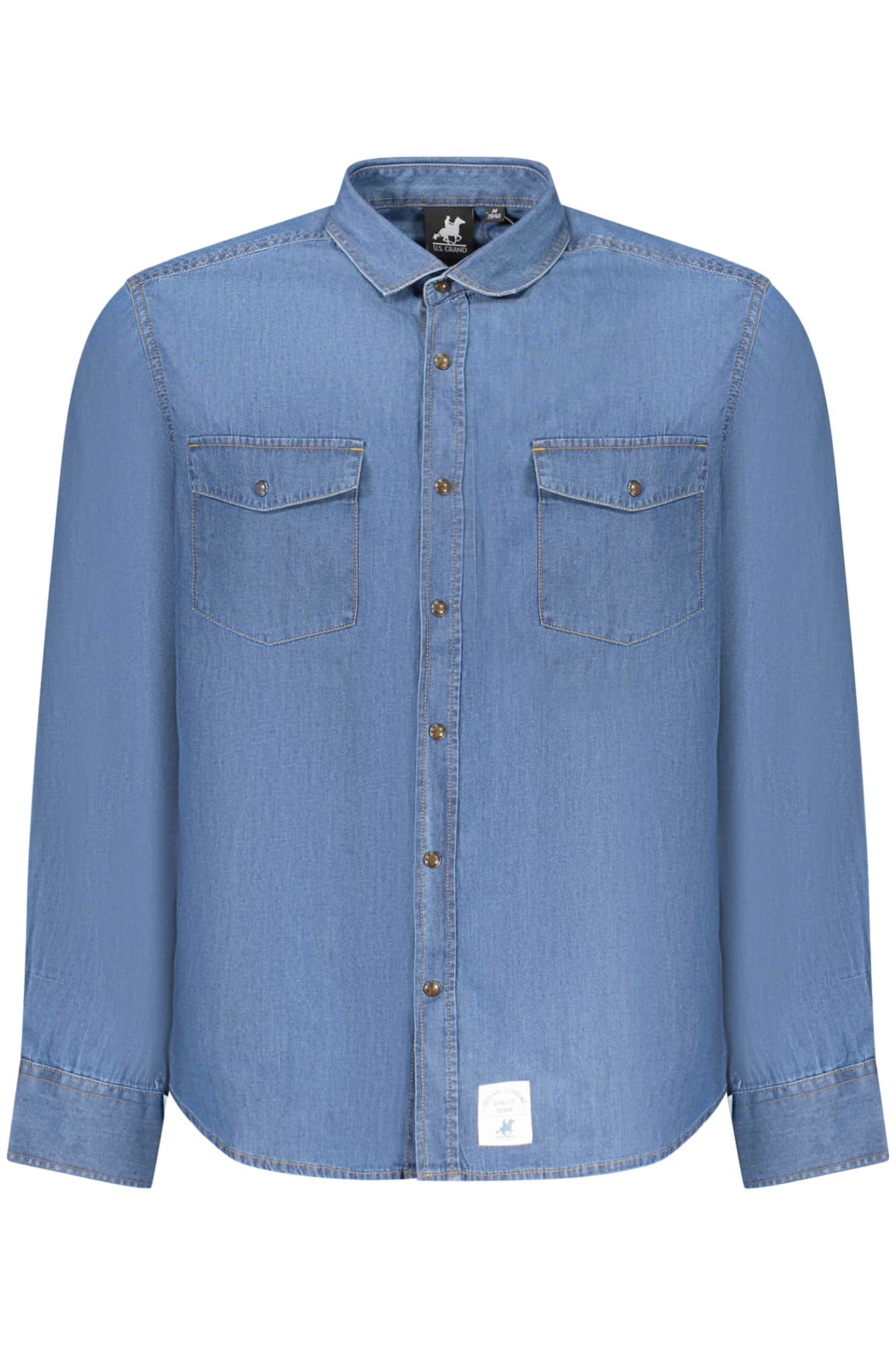 US Grand hombre azul manga larga camisa
