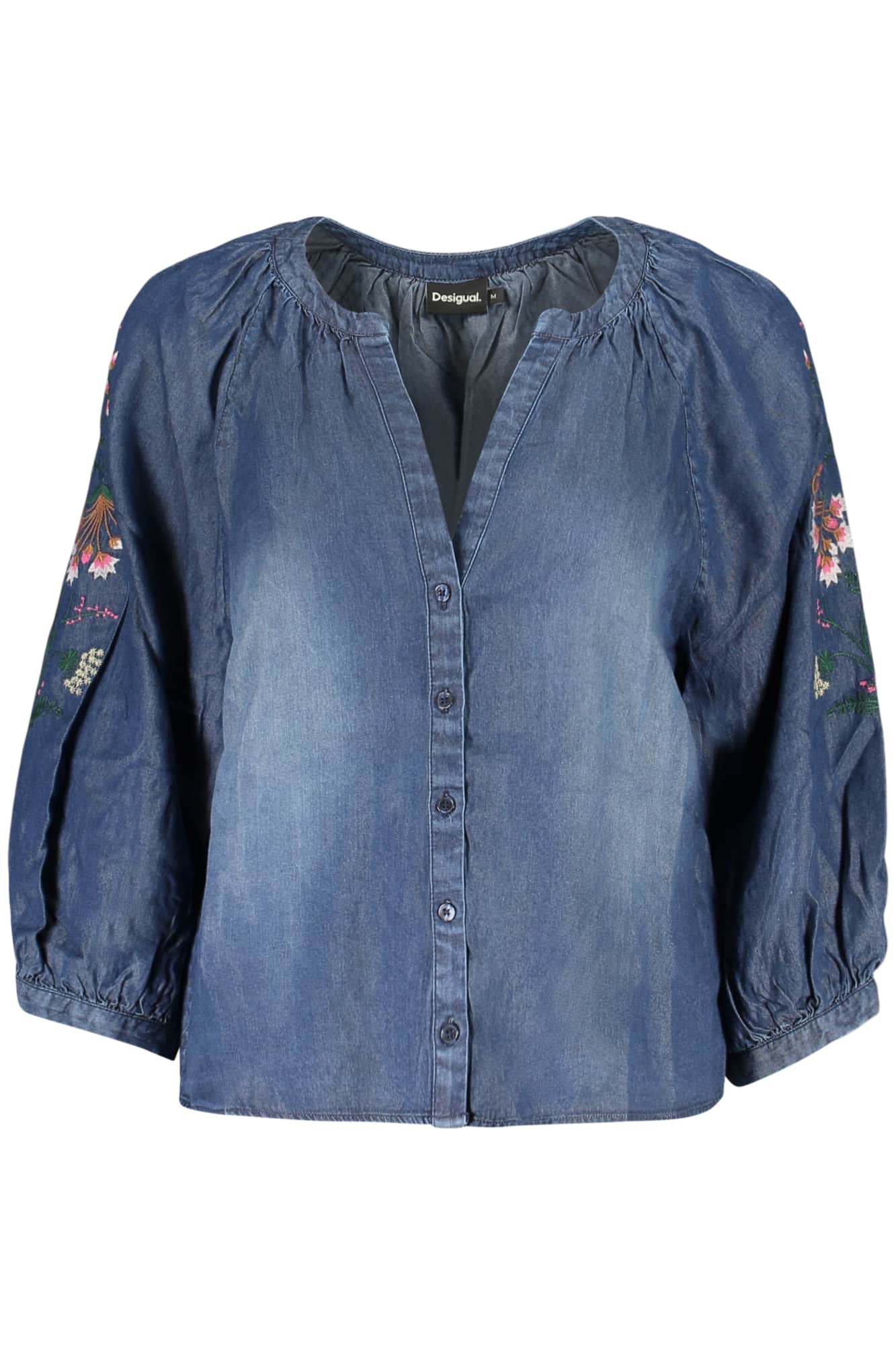Desigual mujer manga larga camisa, azul