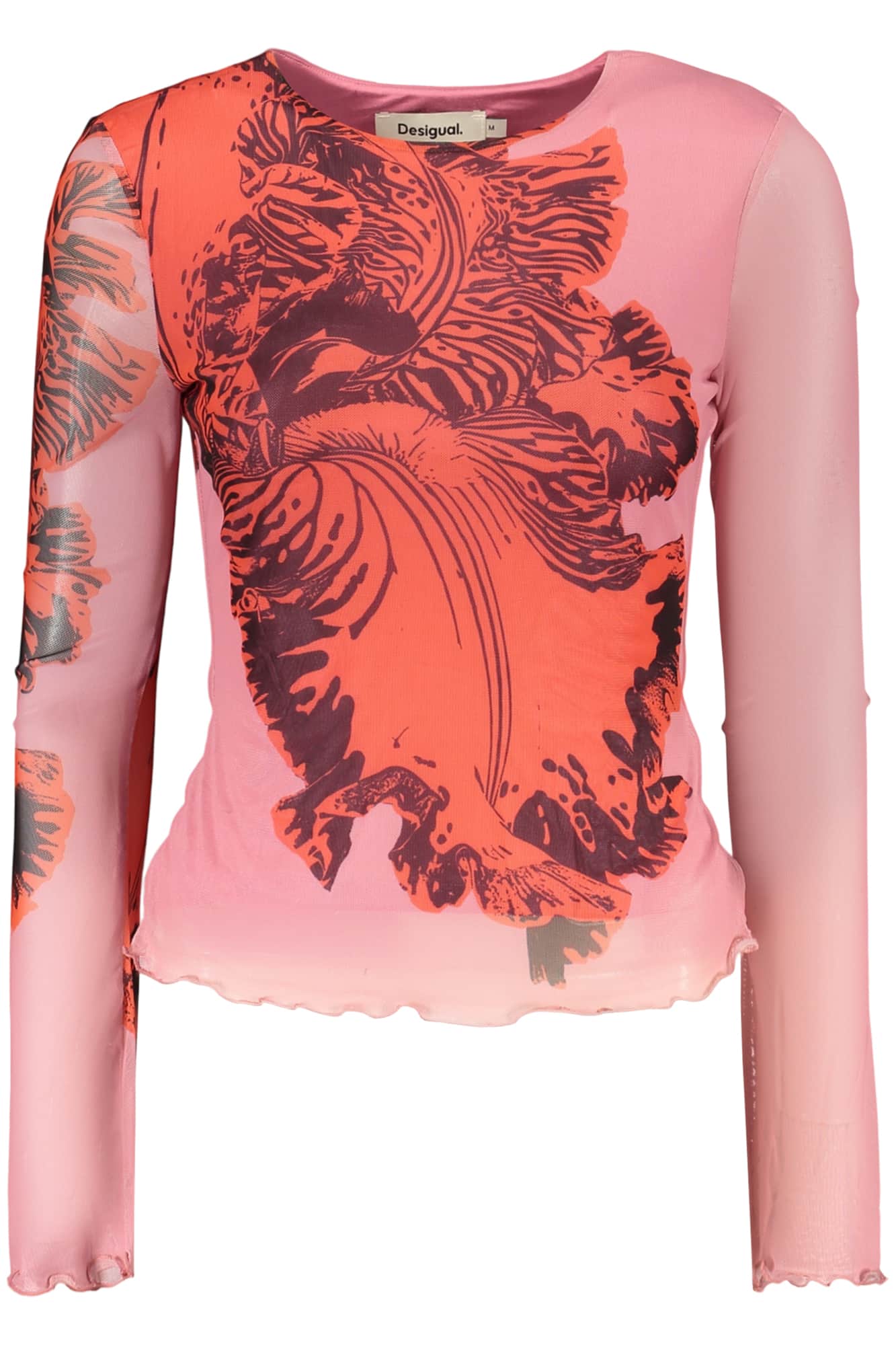 Desigual mujer rosa manga larga t-camisa
