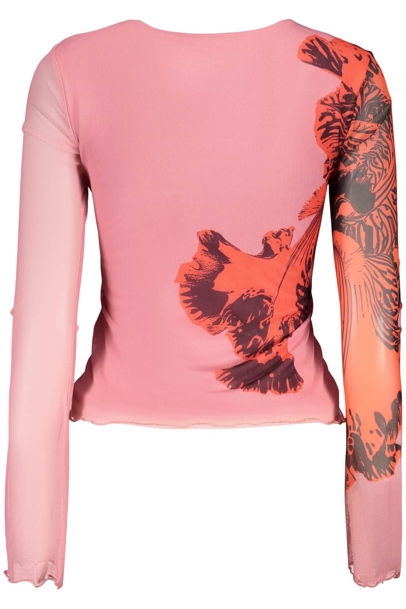 Desigual mujer rosa manga larga t-camisa