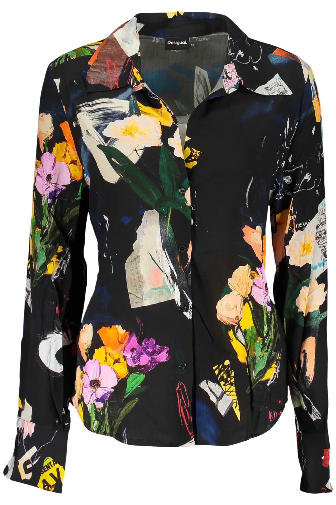 Desigual mujer manga larga camisa, negro