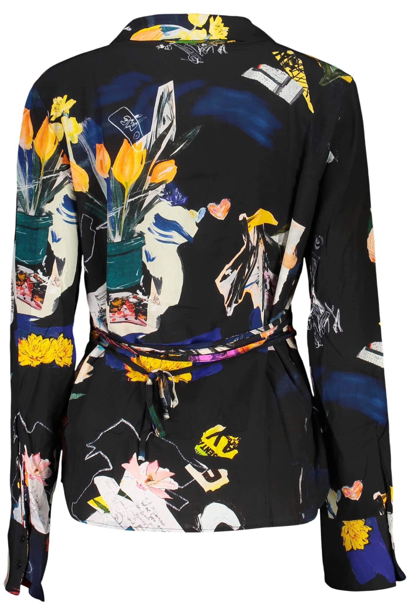 Desigual mujer manga larga camisa, negro