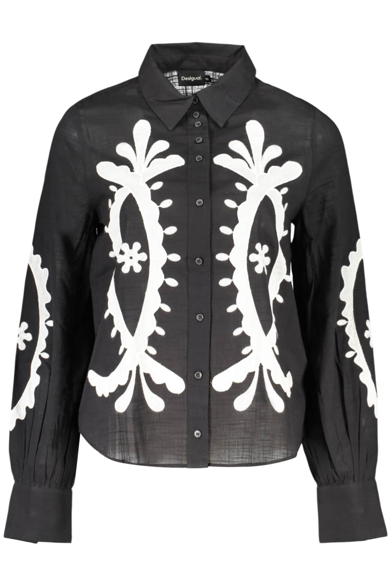 Desigual mujer manga larga camisa, negro