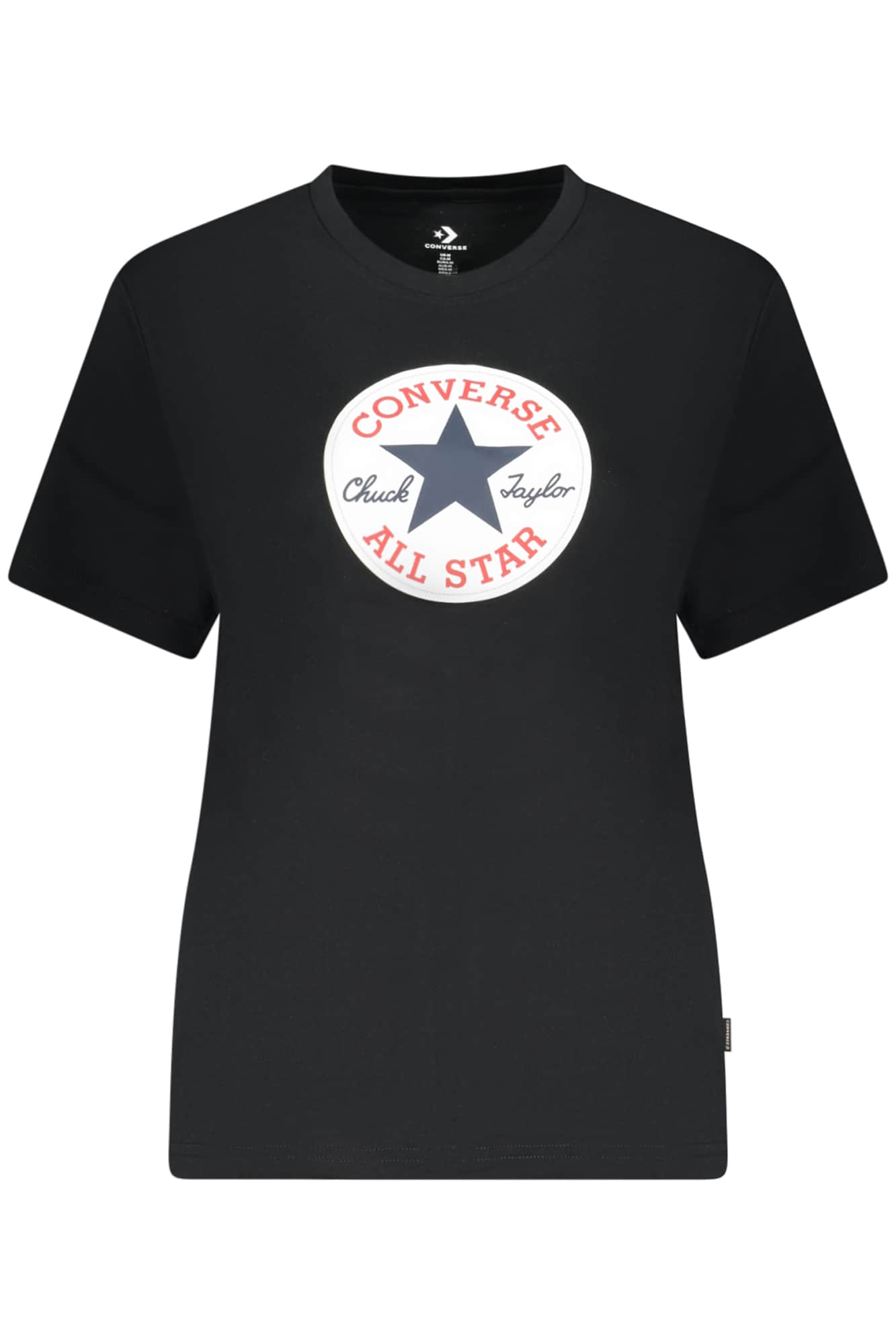 Converse Mujer Manga Corta T-Camisa, Negro