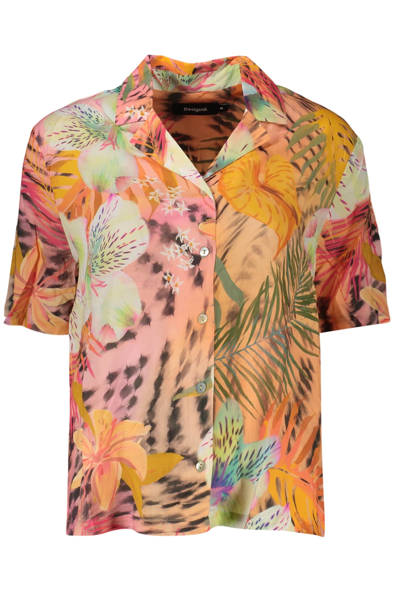 Desigual mujer manga corta camisa, naranja