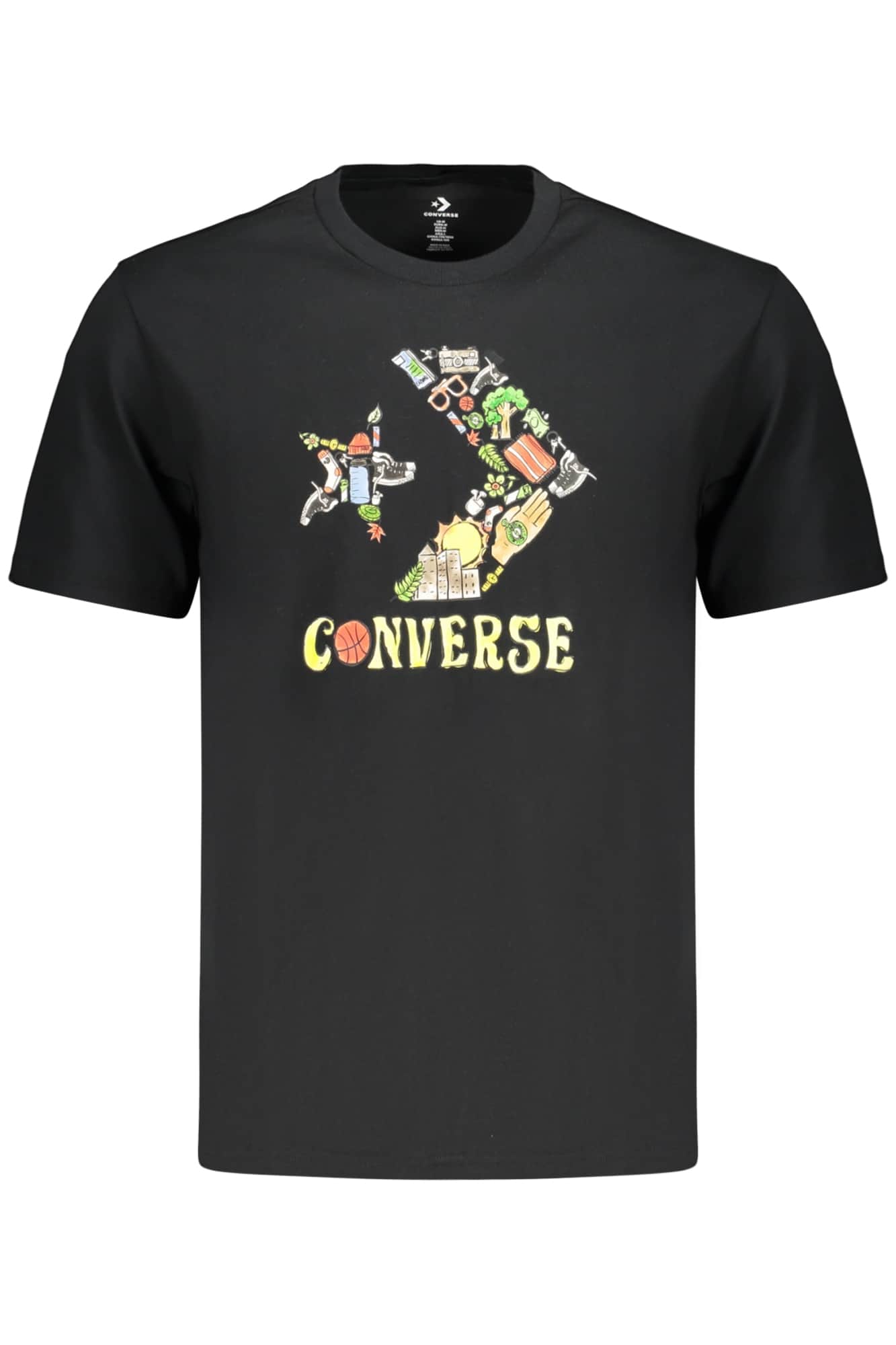 Converse Hombre Manga Corta T-Camisa, Negro