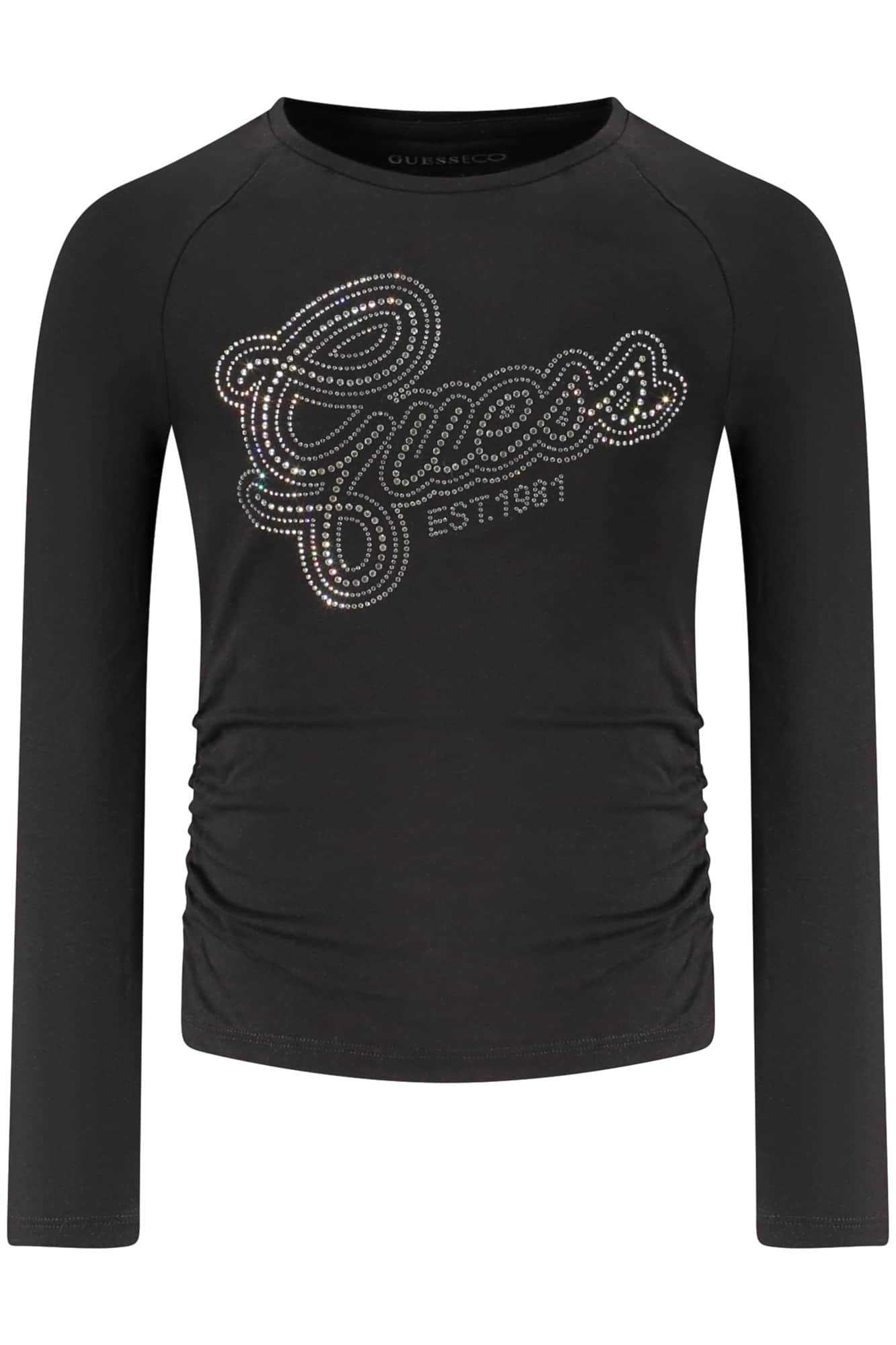 Guess vaqueros manga larga t-camisa para niñas, negro