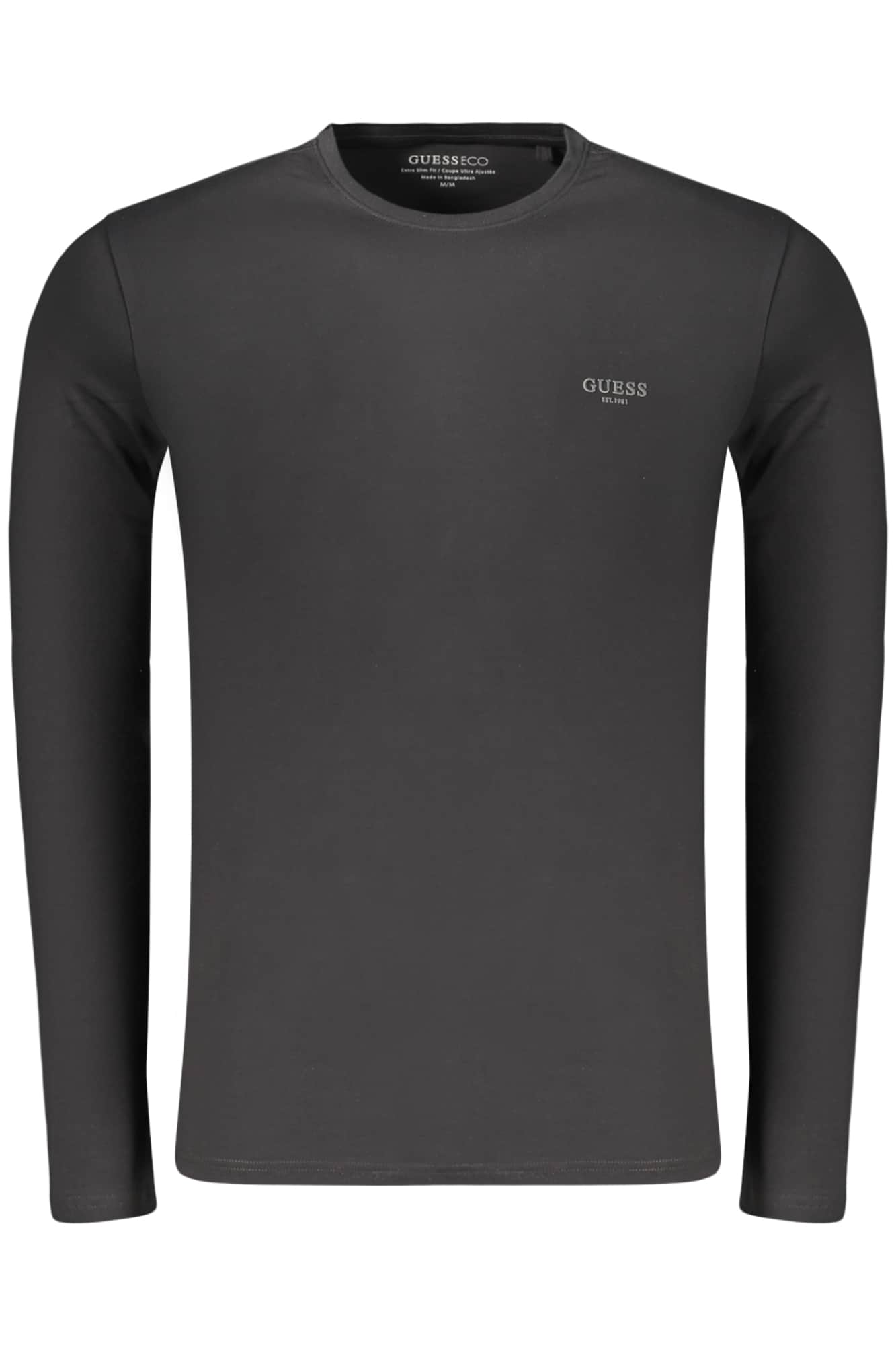 Guess vaqueros hombre manga larga t-camisa negro