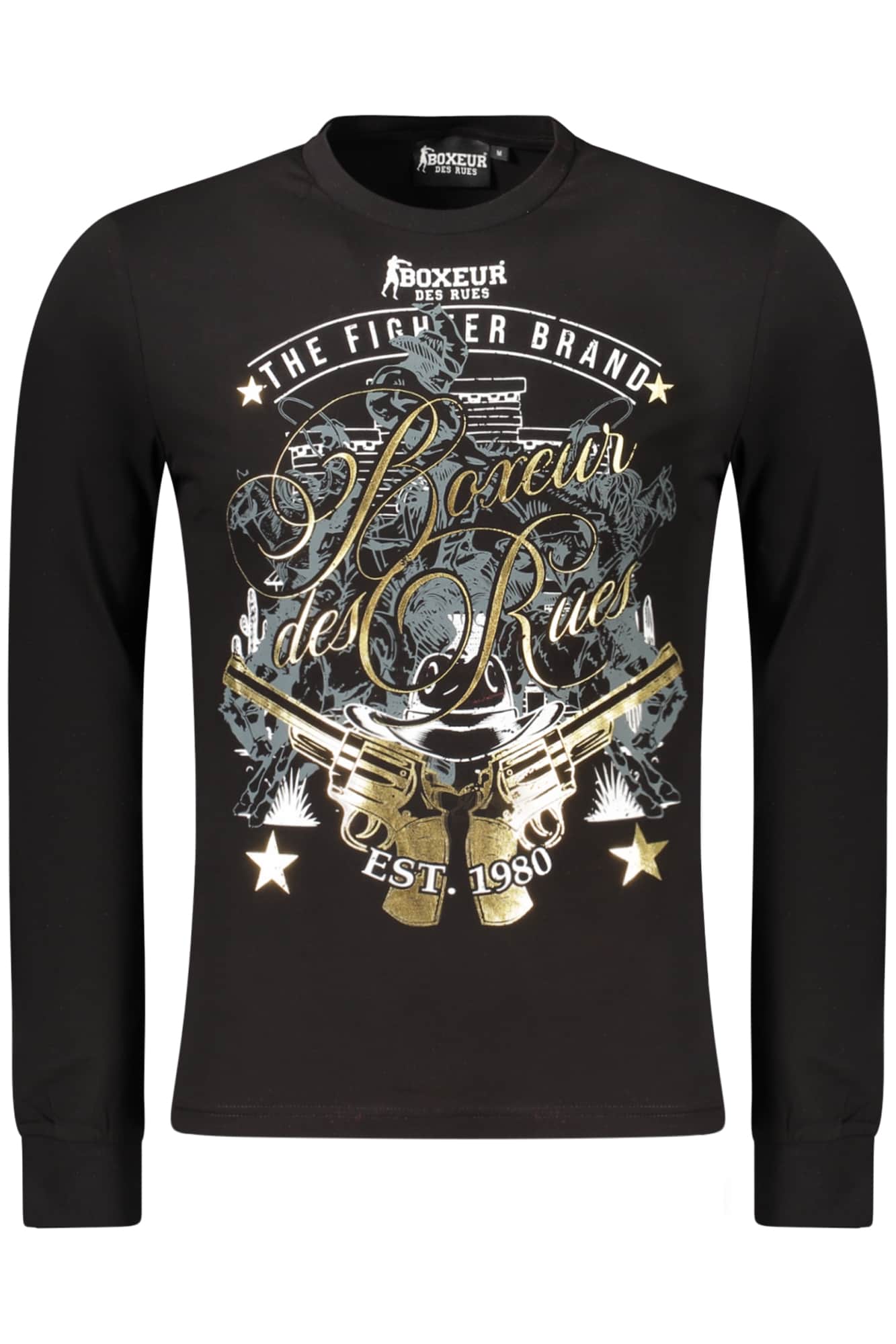 Boxeur Des Rues hombre manga larga t-camisa negro