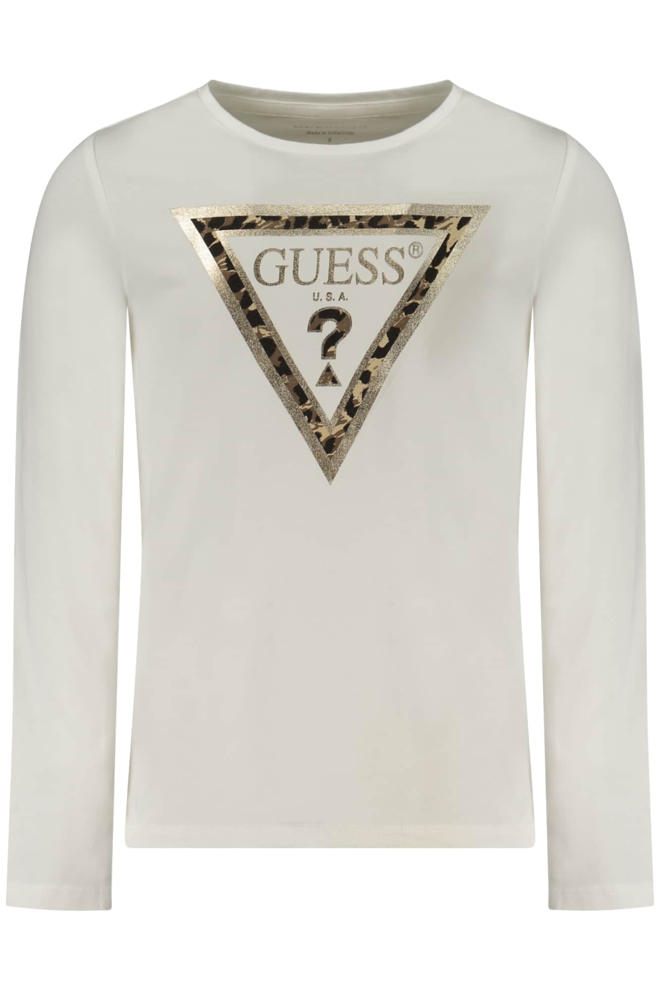 Guess vaqueros manga larga t-camisa para niñas, blanco