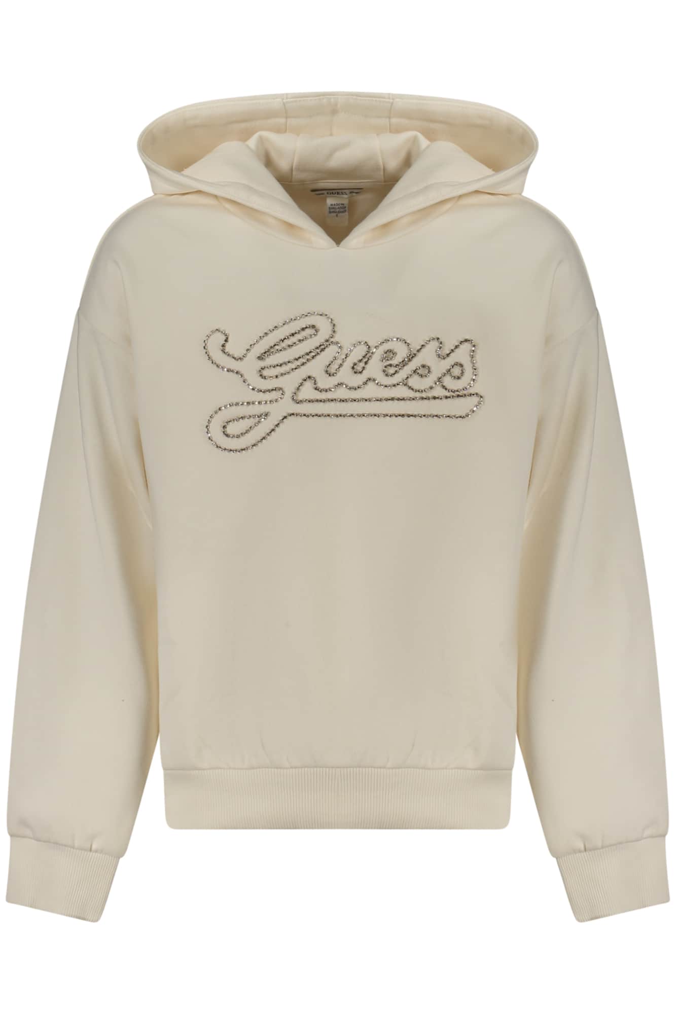 Guess vaqueros con cremallera sudadera para niñas, blanco
