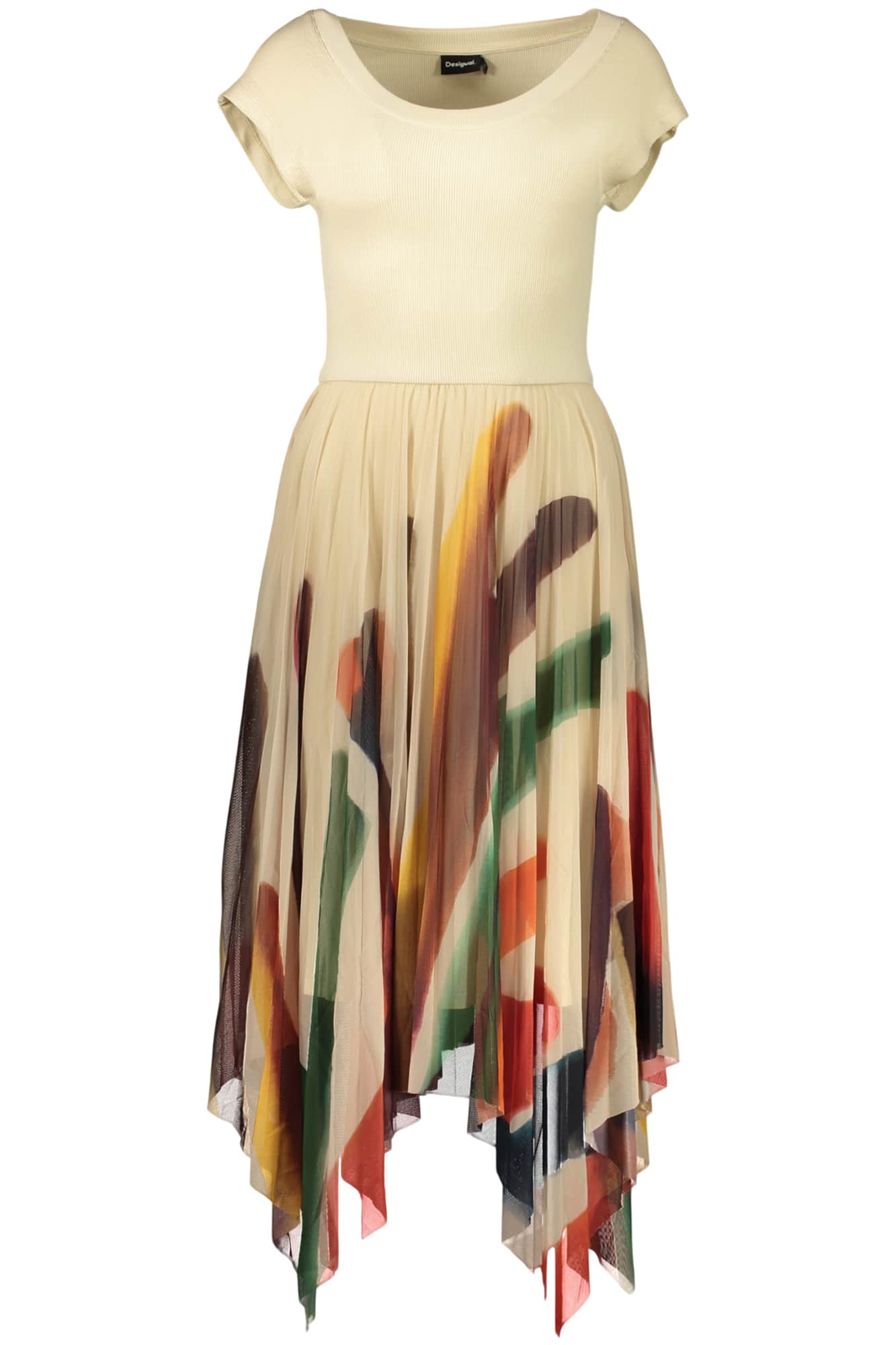 Desigual mujer largo vestido in beige