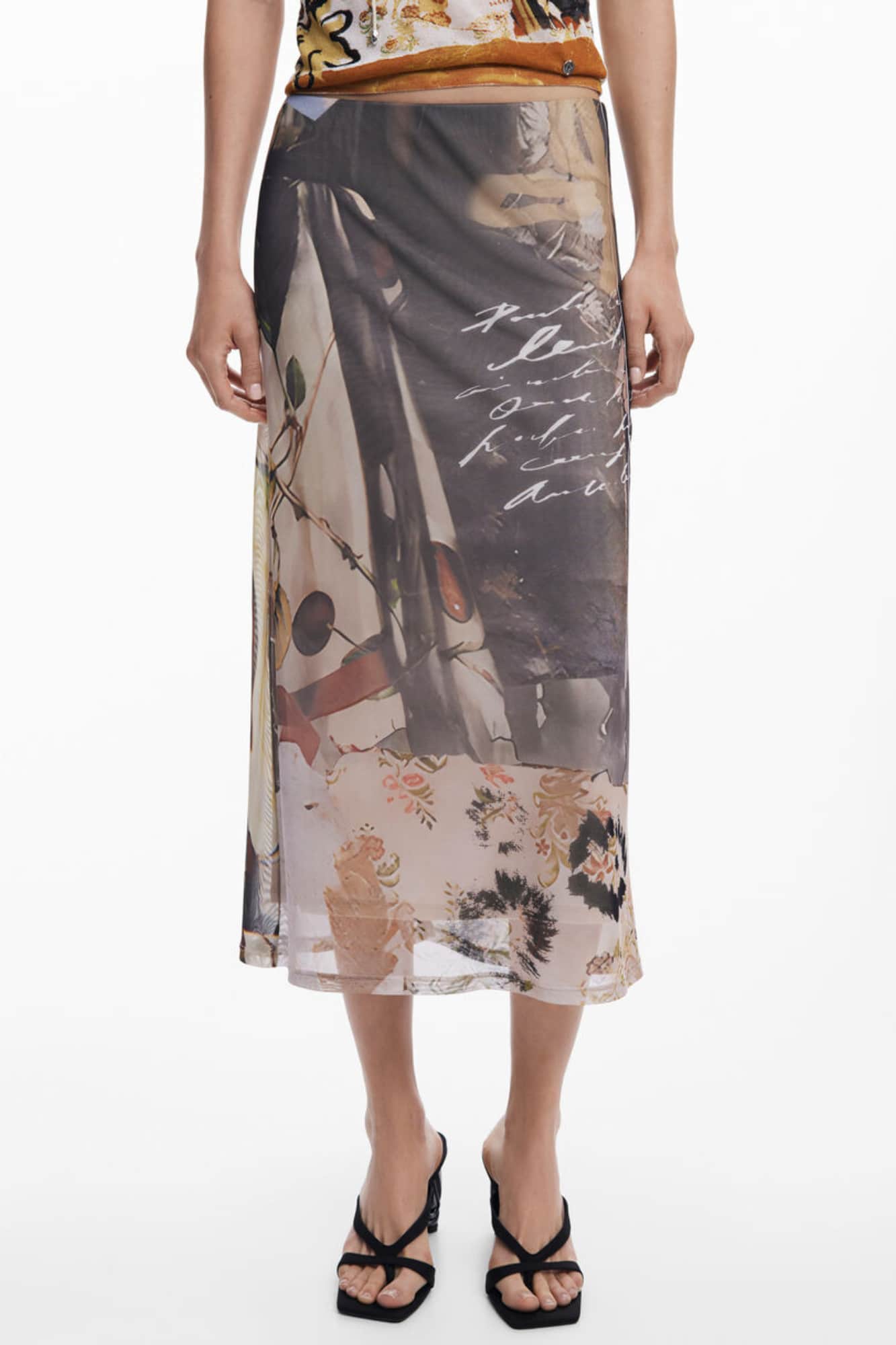 Desigual mujer beige falda midi