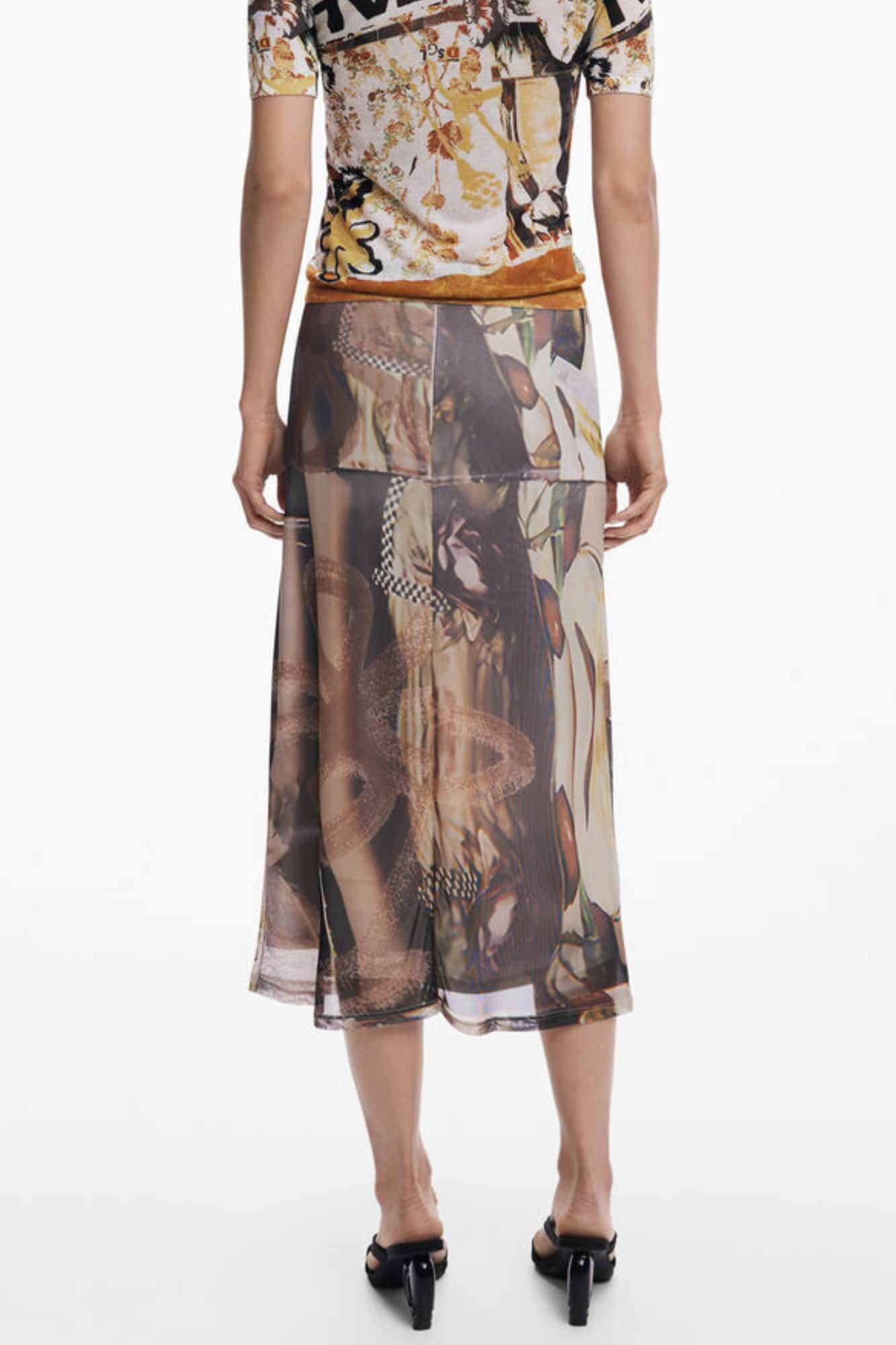 Desigual mujer beige falda midi