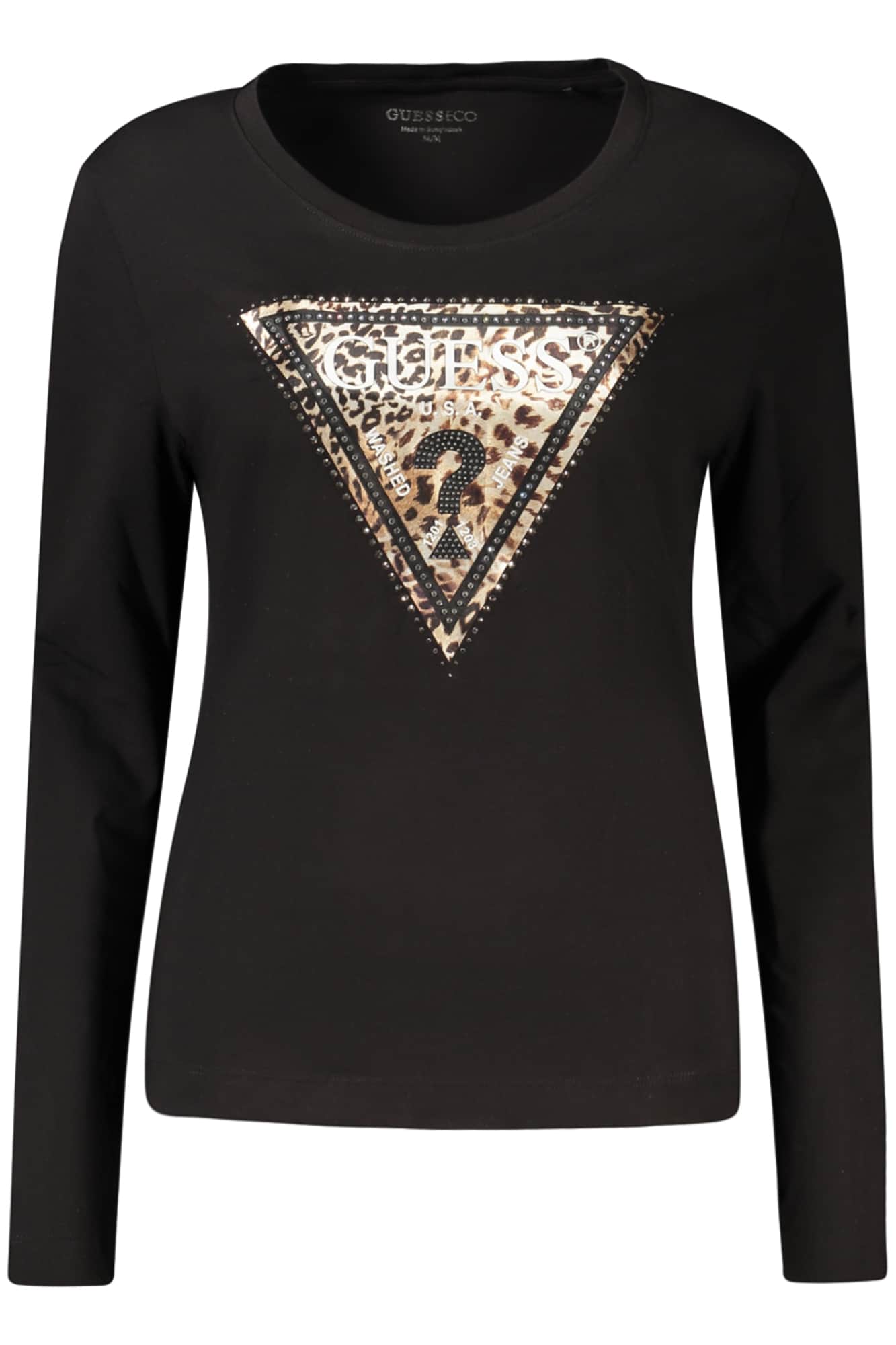 Guess vaqueros mujer manga larga t-camisa negro