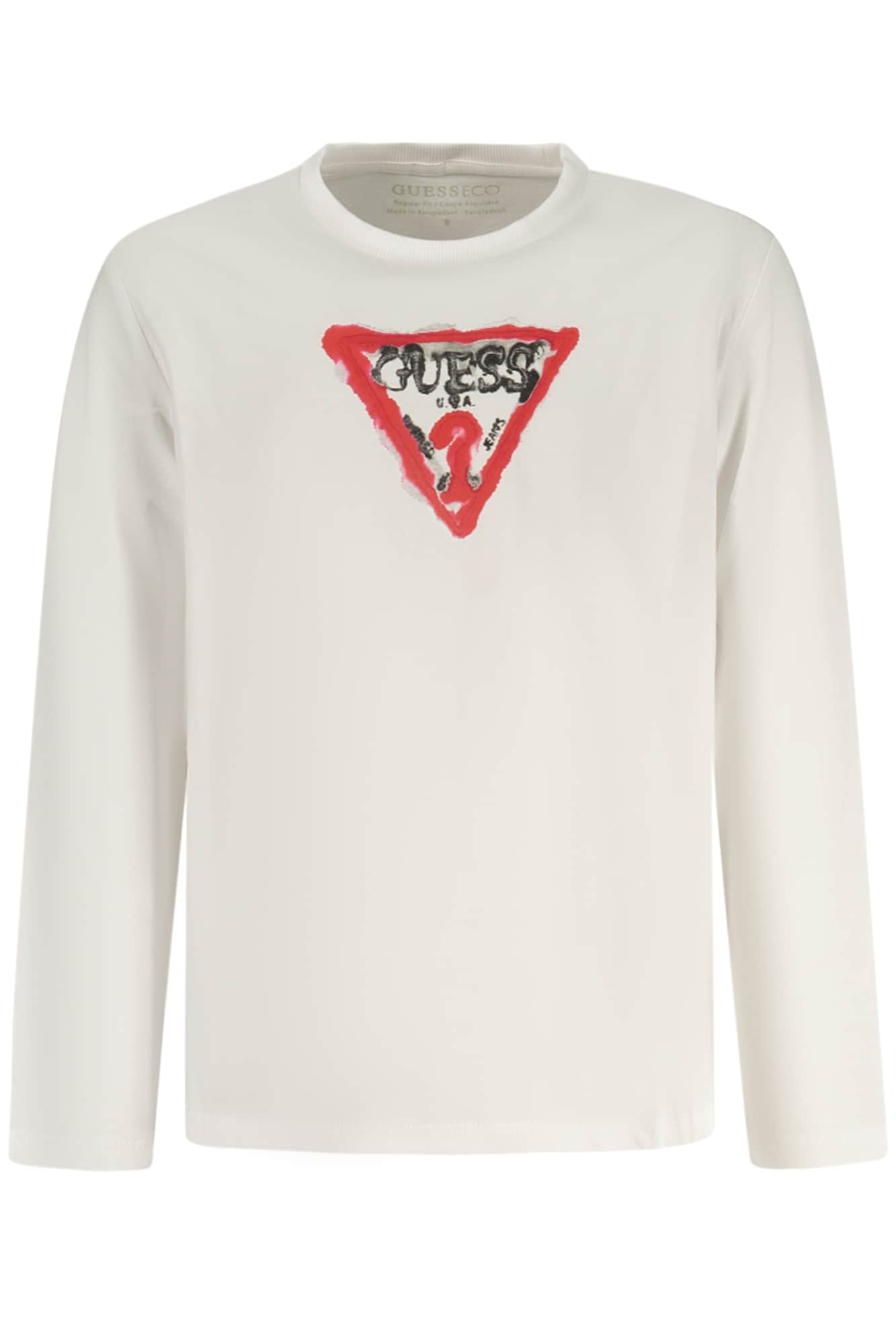 Guess vaqueros manga larga t-camisa para niños, blanco