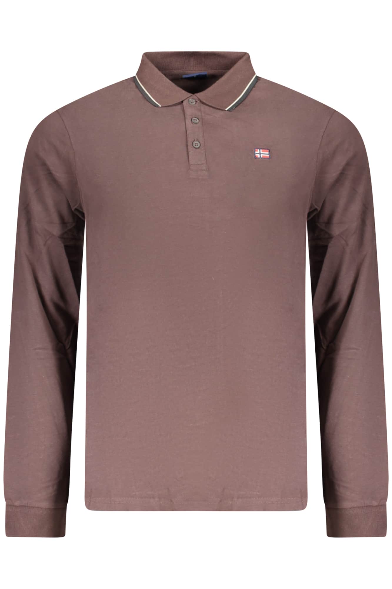Norway 1963 hombre manga larga polo, marrón