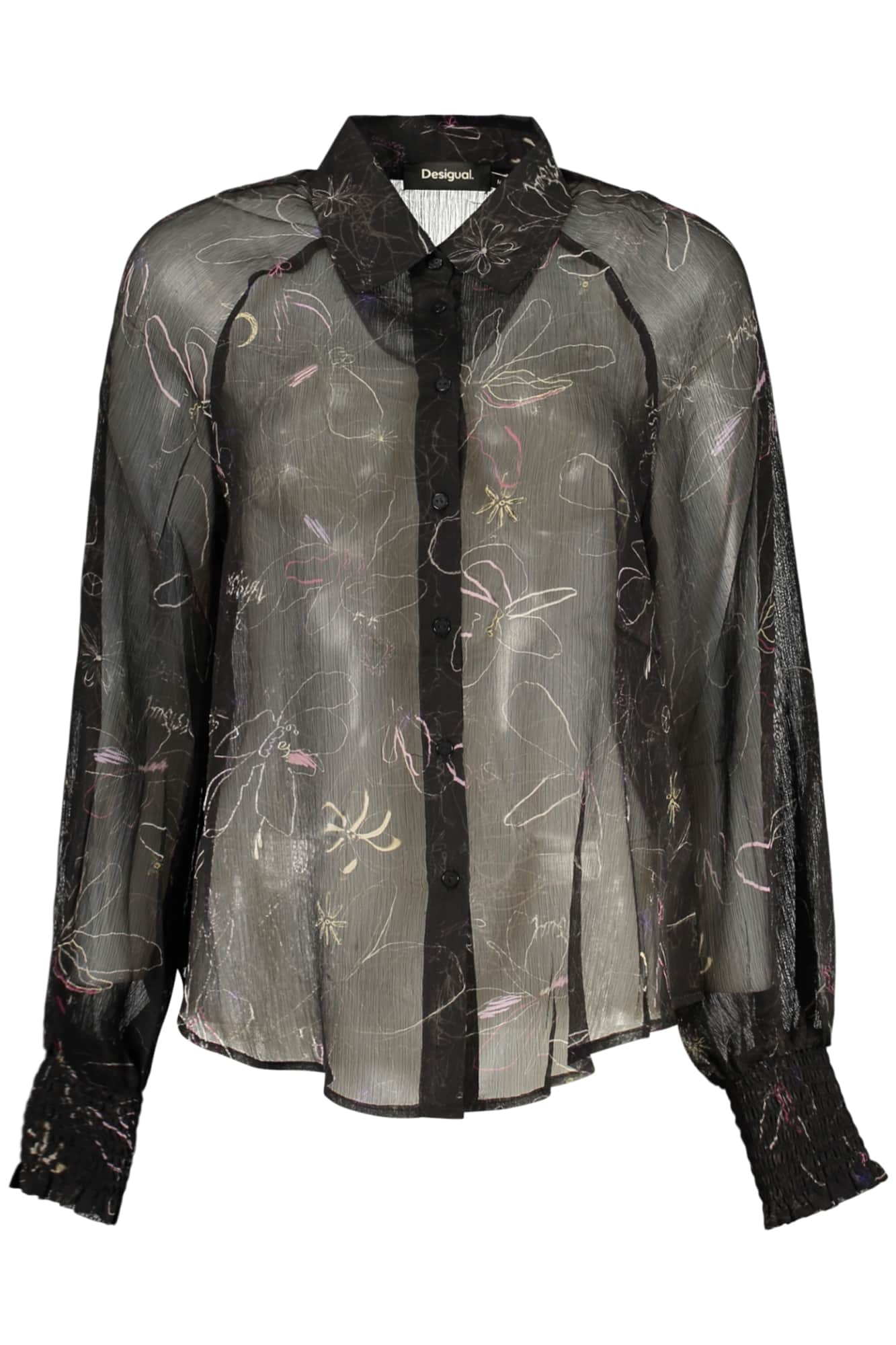 Desigual mujer manga larga camisa, negro
